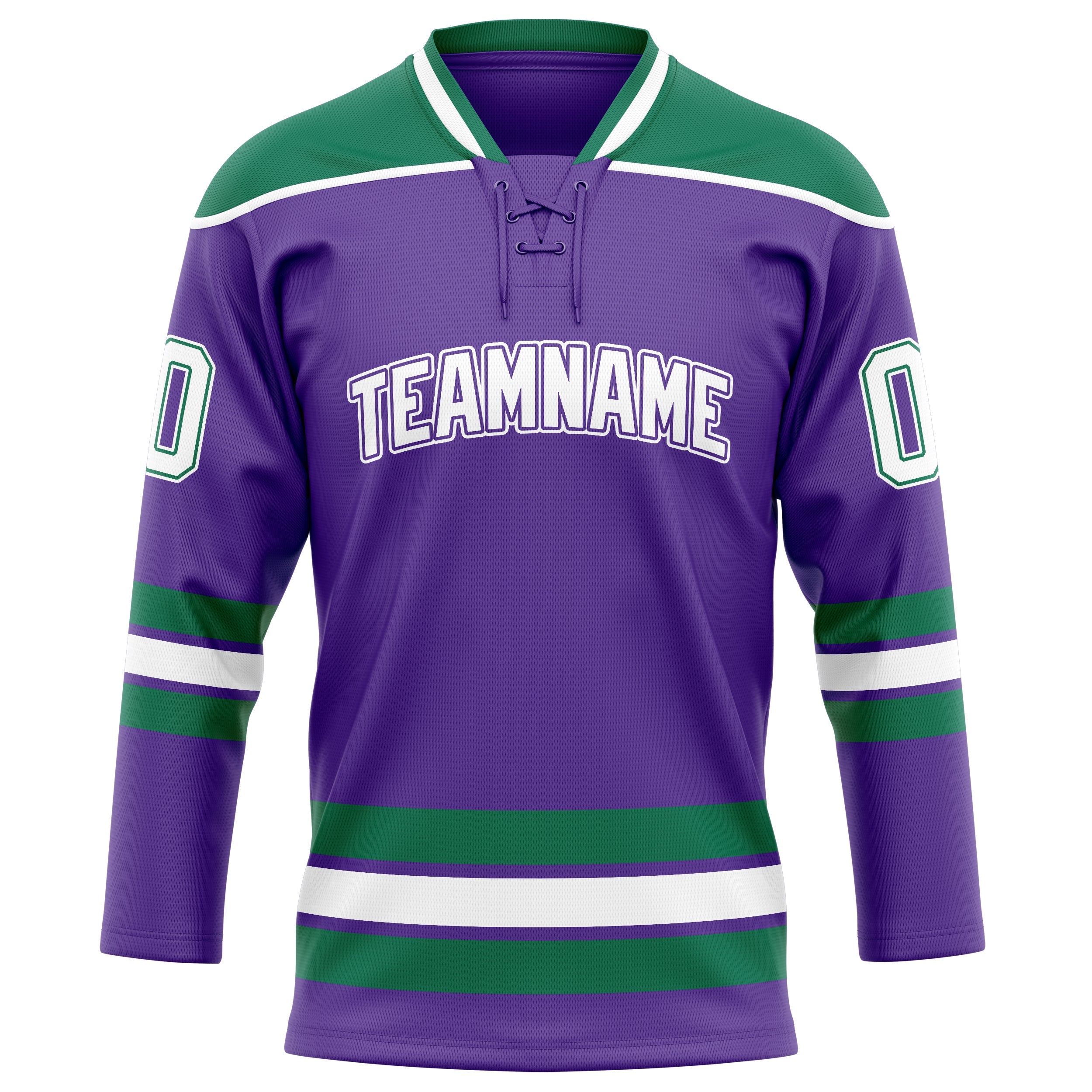 Custom Purple Kelly Green Solid Colour Hockey Jersey