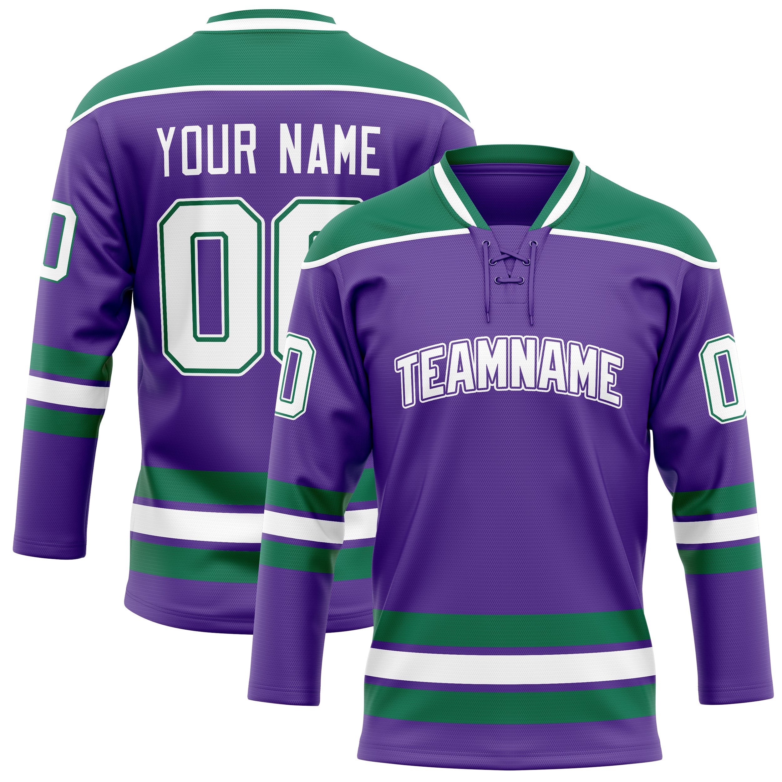 Custom Purple Kelly Green Solid Colour Hockey Jersey