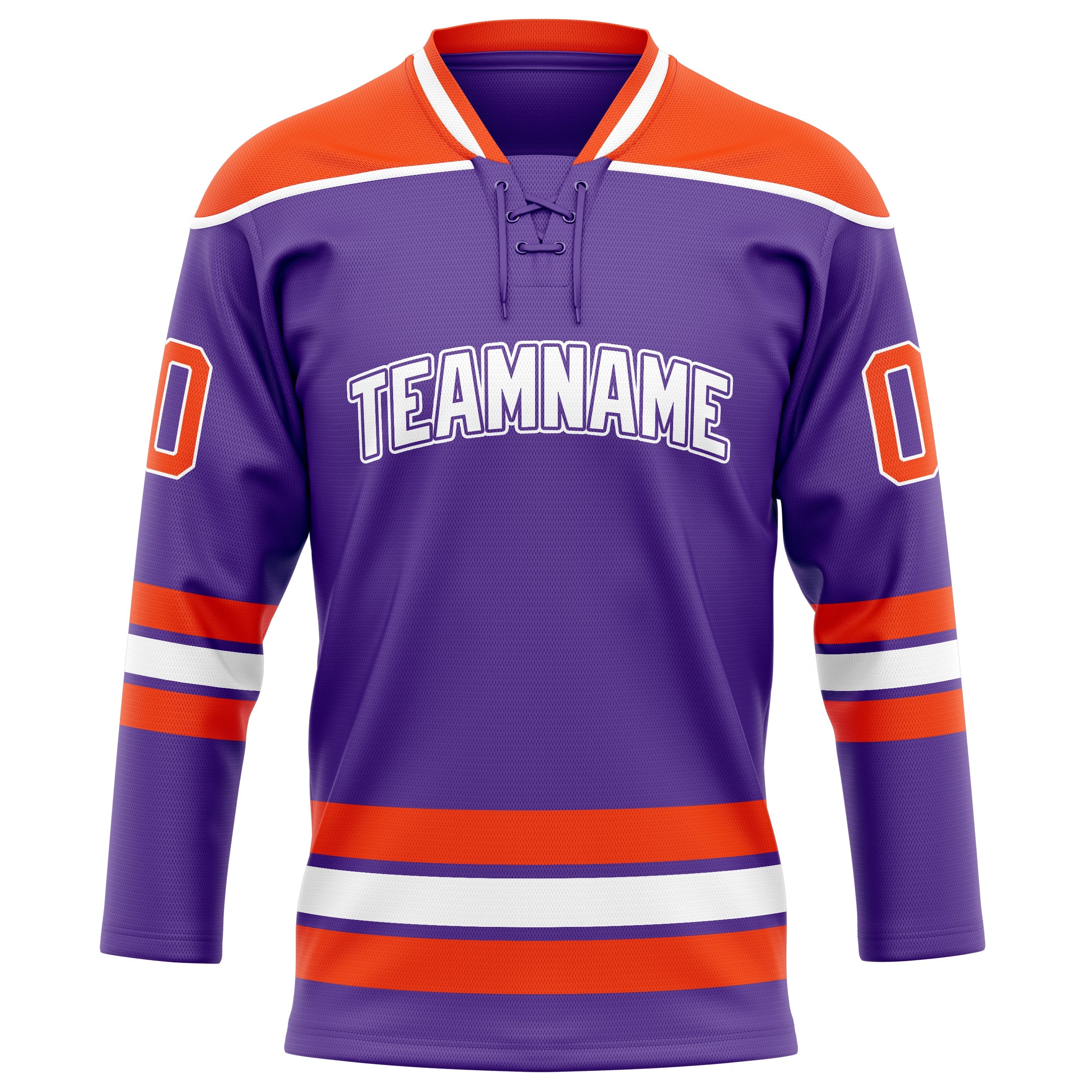 Custom Purple Orange Solid Colour Hockey Jersey