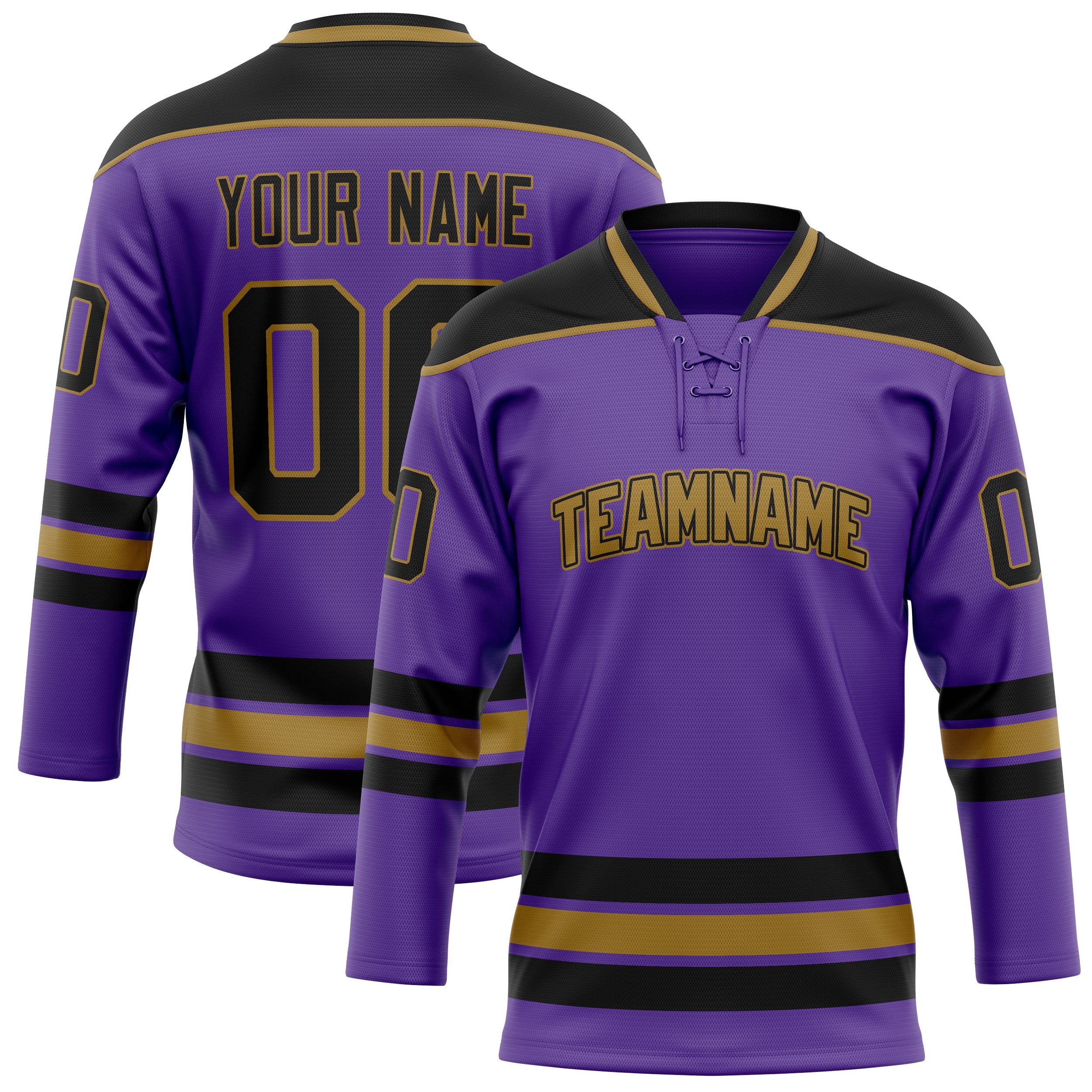 Custom Purple Black Solid Colour Hockey Jersey