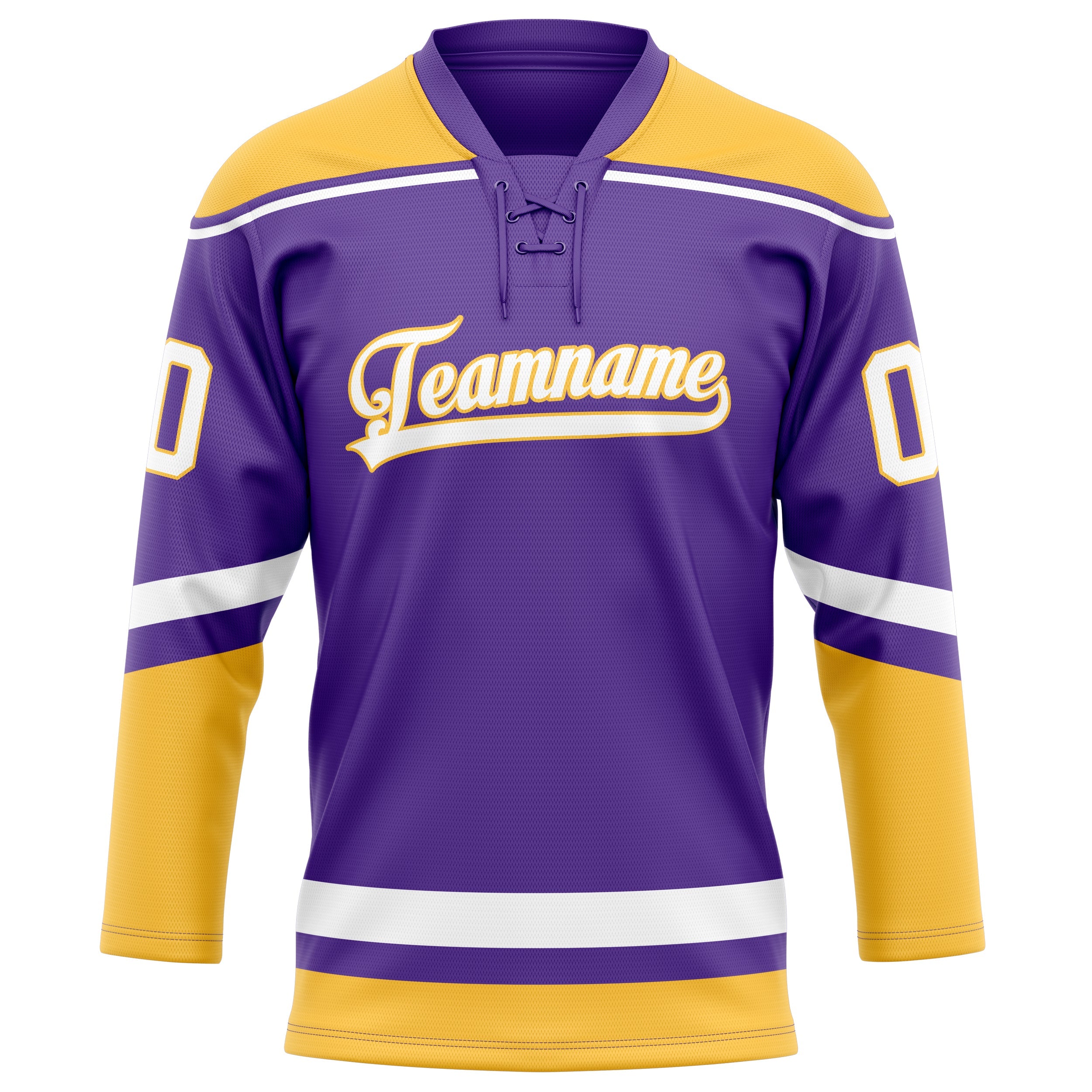 Custom Purple Gold Solid Colour Hockey Jersey