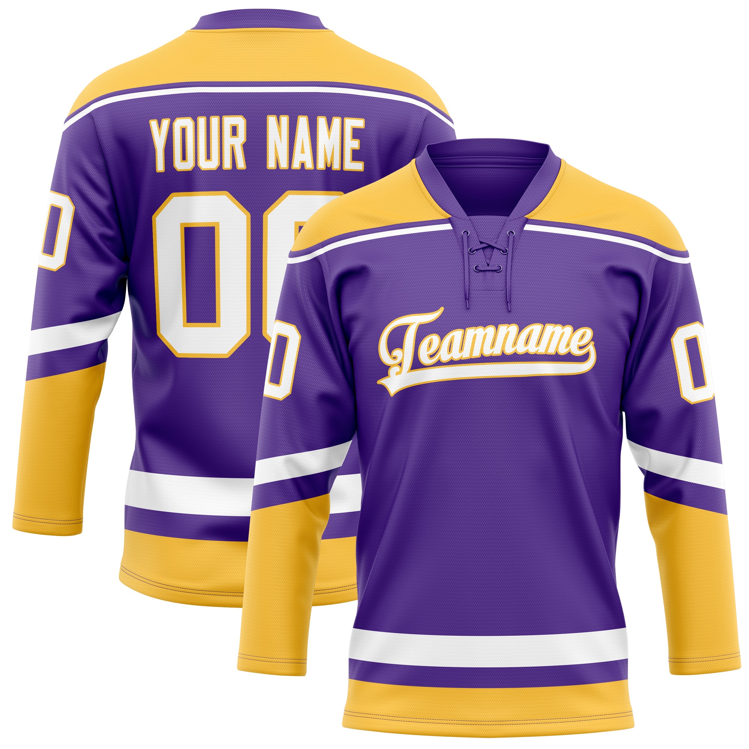 Custom Purple Gold Solid Colour Hockey Jersey