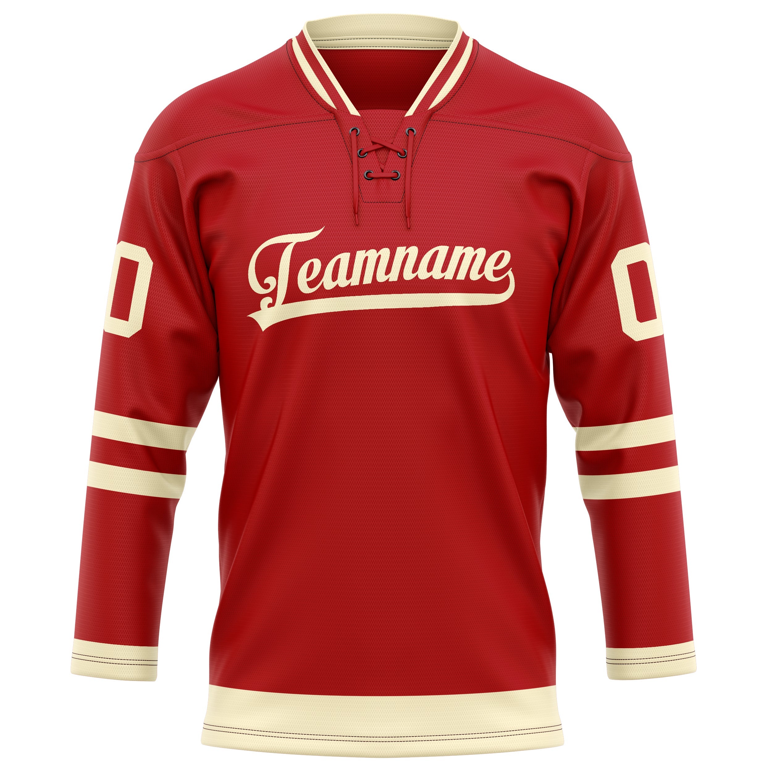 Custom Red Cream Solid Colour Hockey Jersey