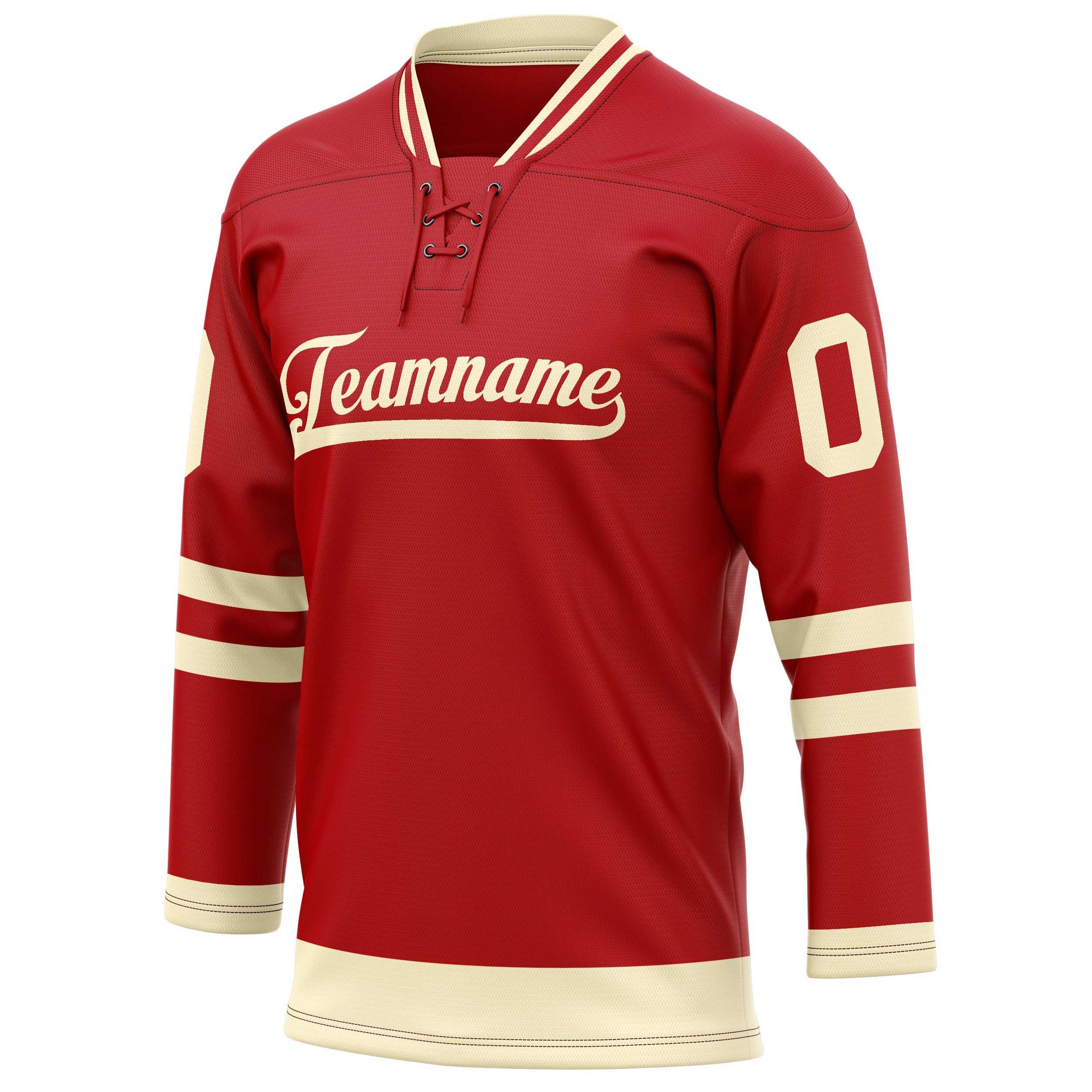 Custom Red Cream Solid Colour Hockey Jersey