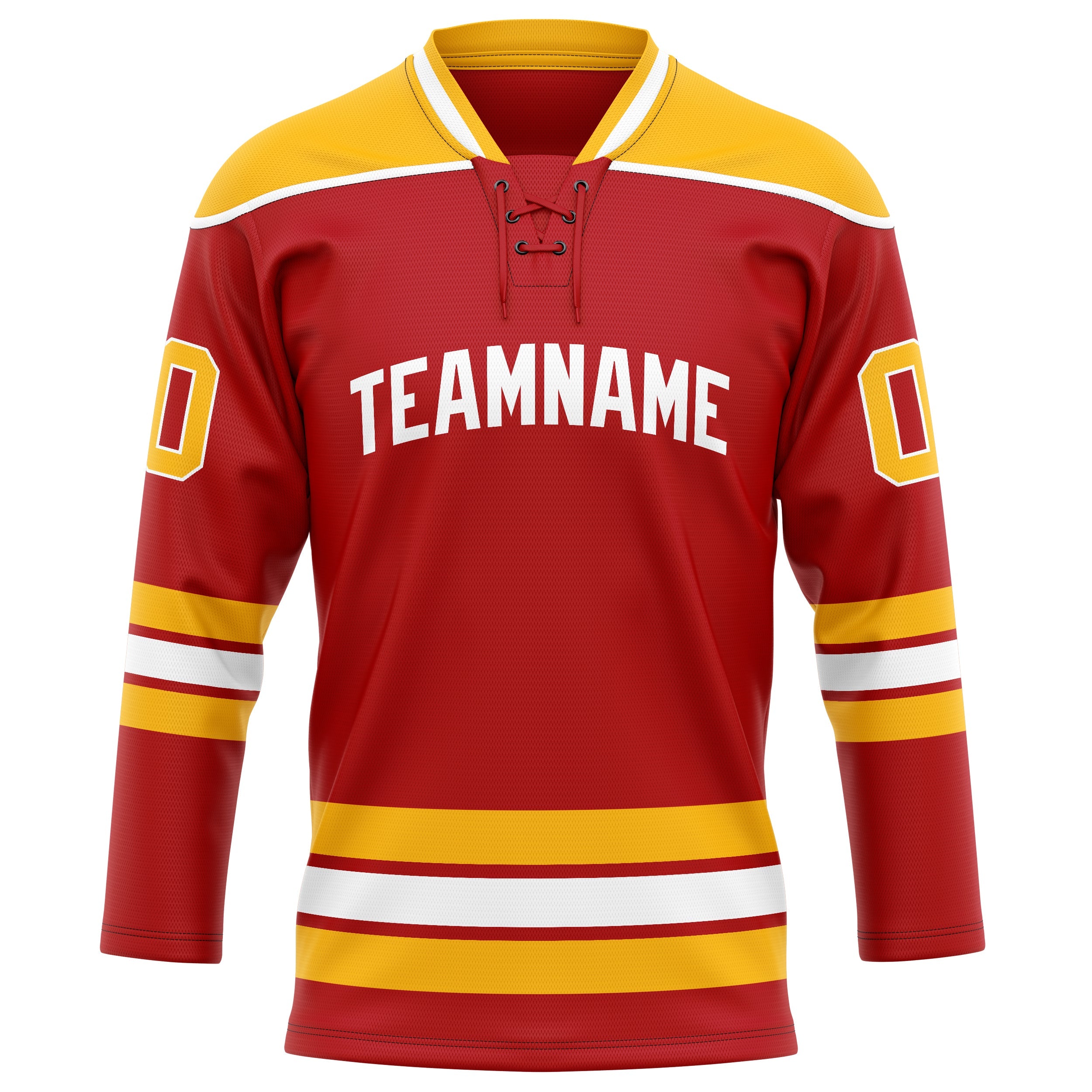 Custom Red Gold Solid Colour Hockey Jersey