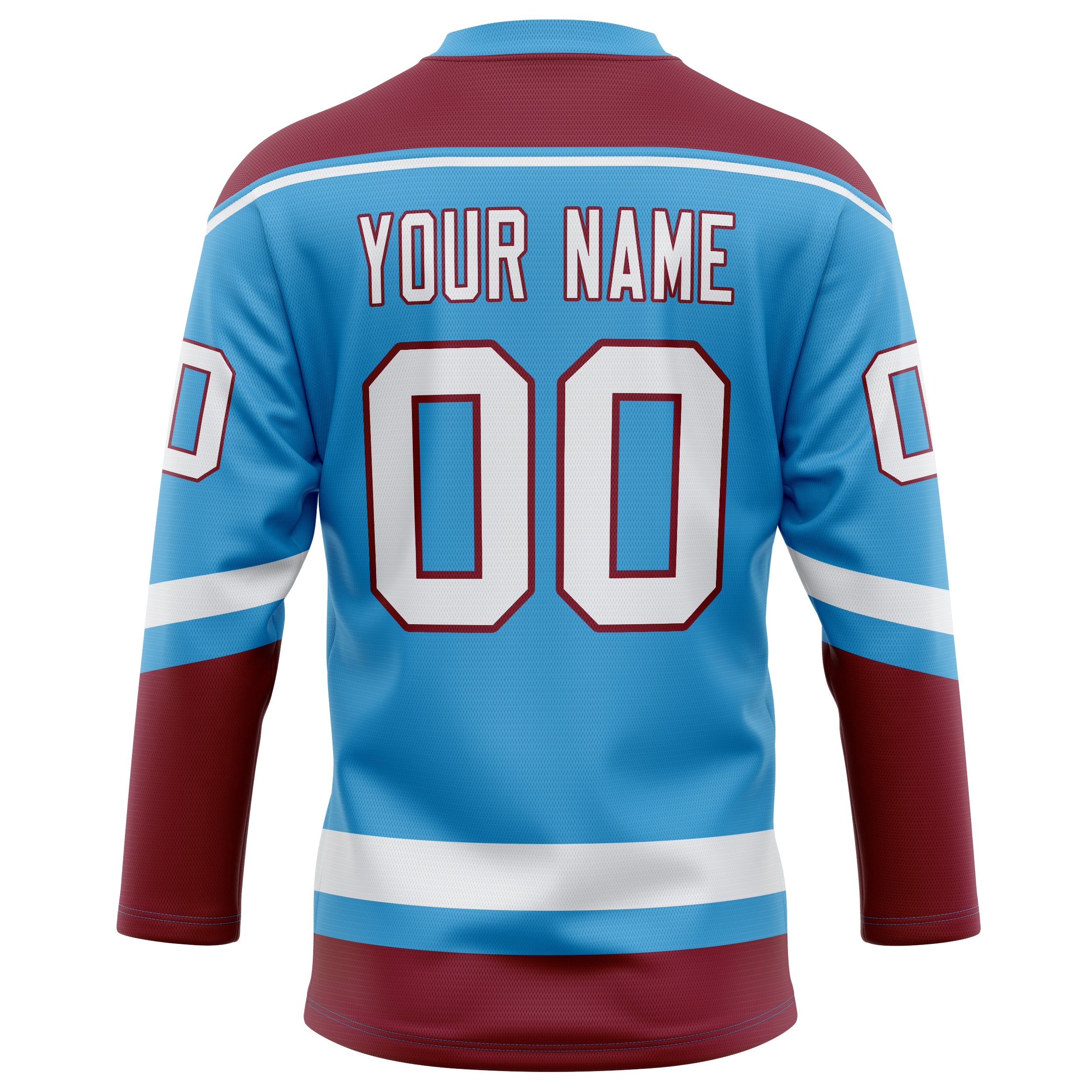 Custom Sky Blue Maroon Solid Colour Hockey Jersey