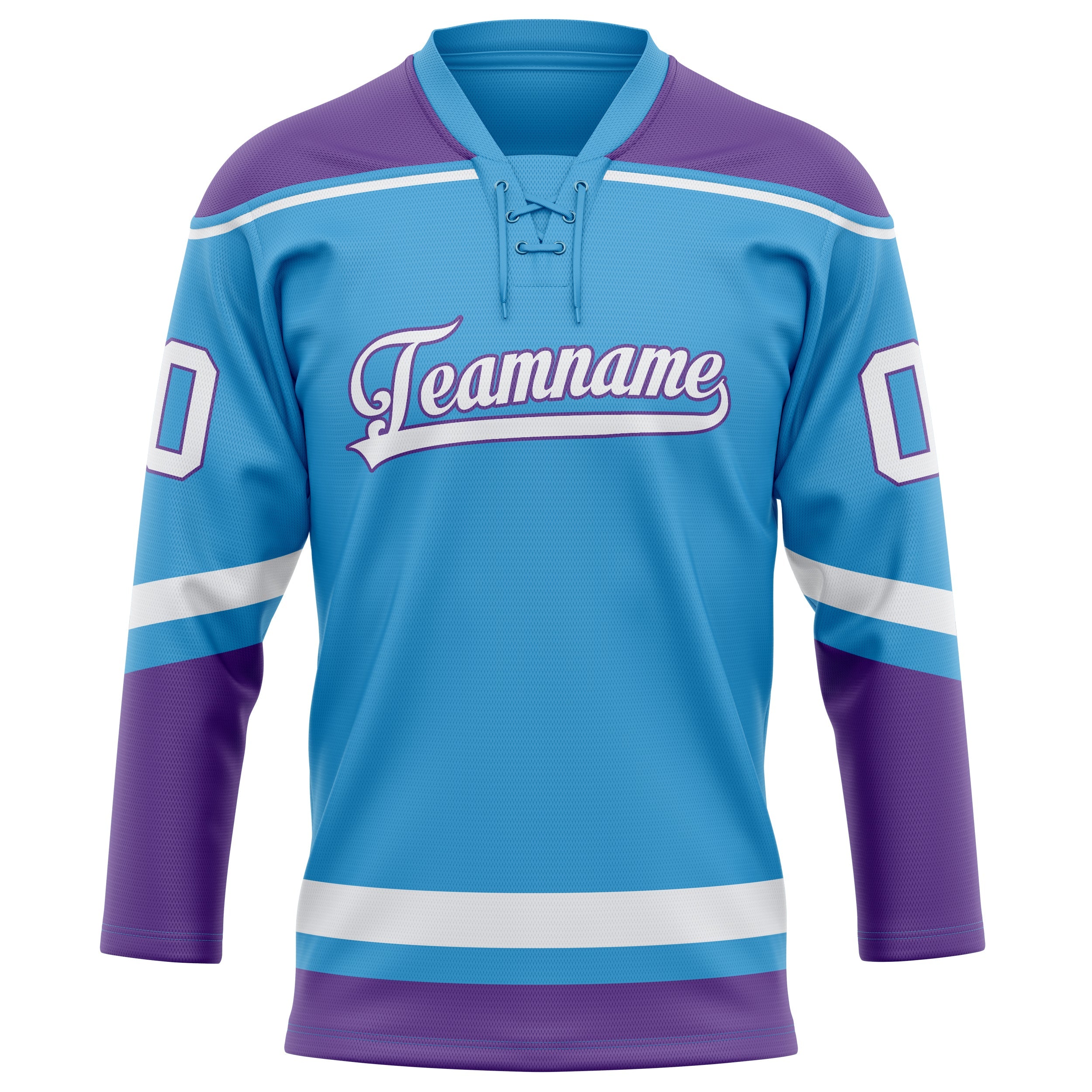 Custom Sky Blue Purple Solid Colour Hockey Jersey