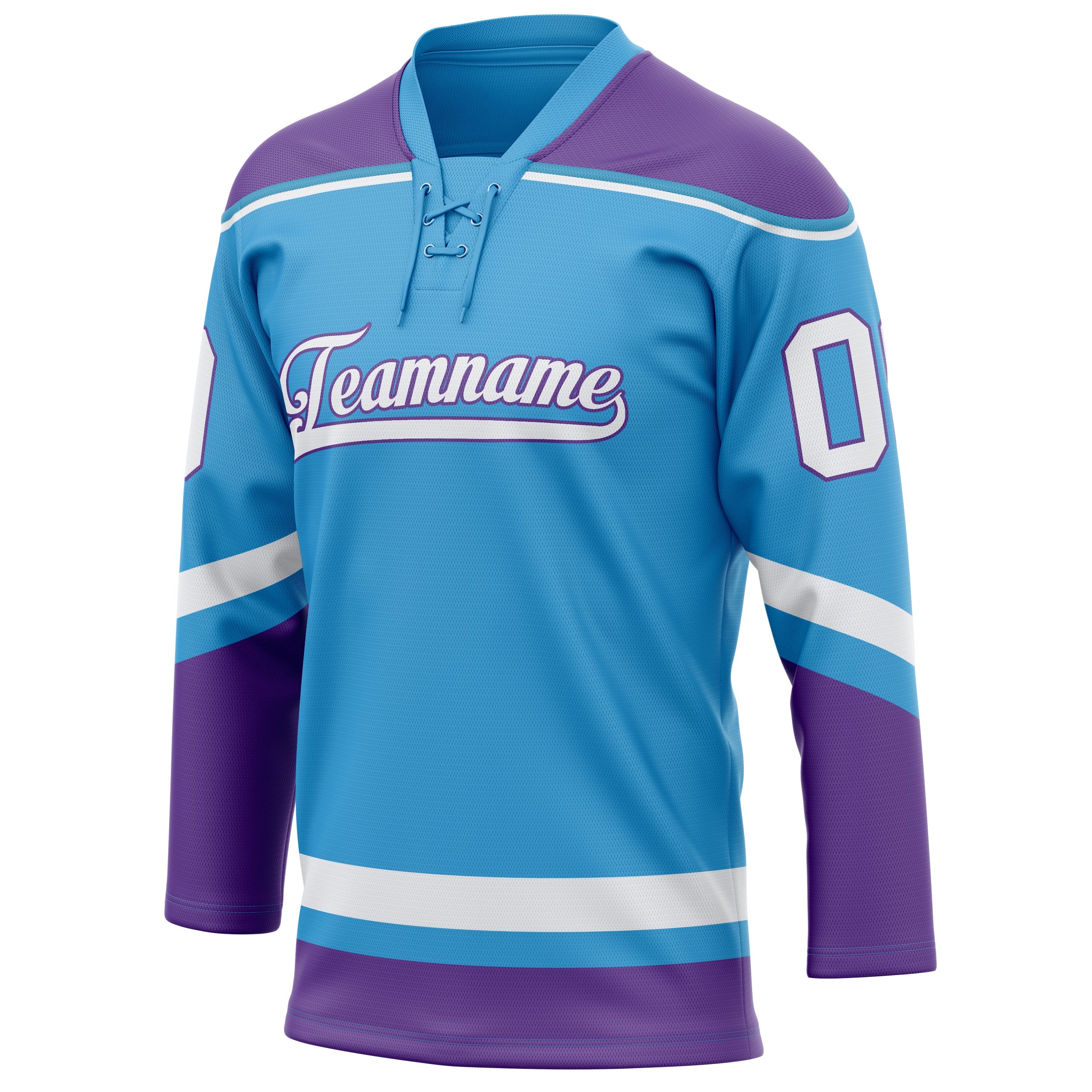 Custom Sky Blue Purple Solid Colour Hockey Jersey