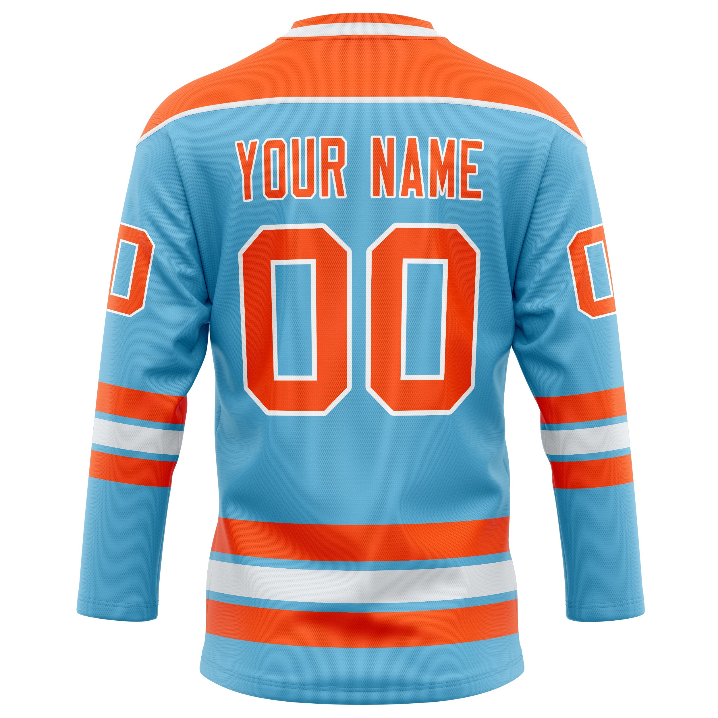 Custom Sky Blue Orange Solid Colour Hockey Jersey