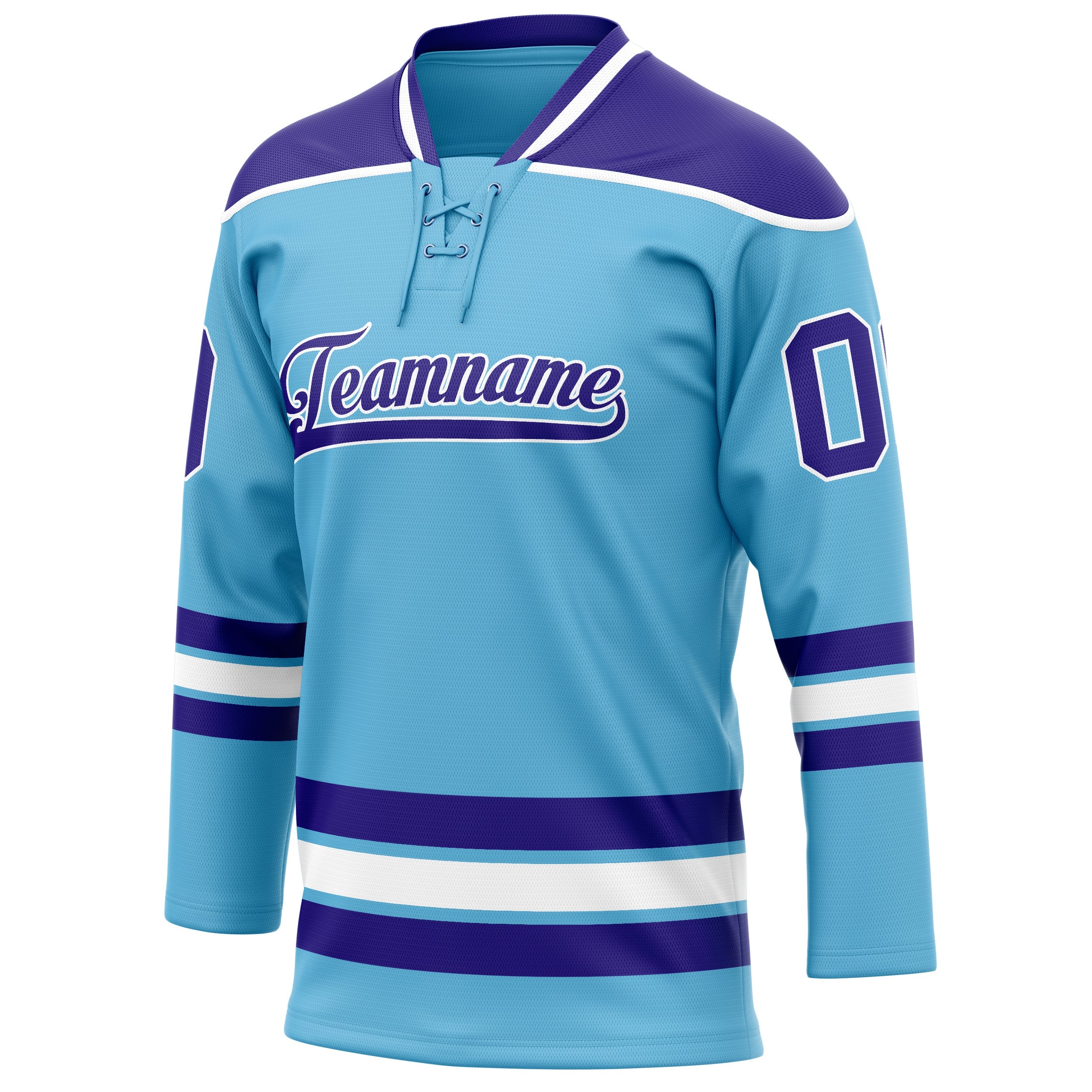 Custom Sky Blue Purple Solid Colour Hockey Jersey
