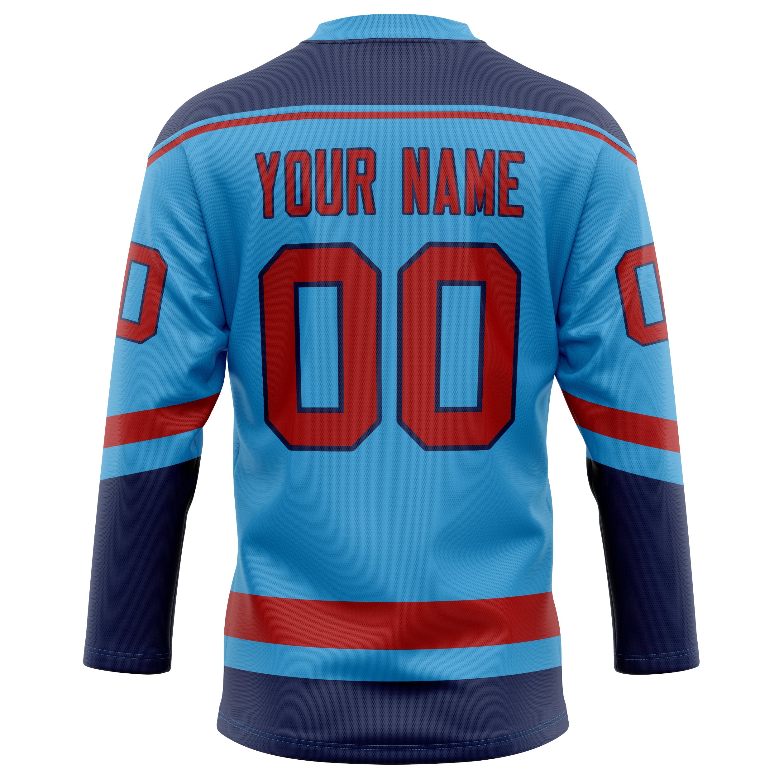 Custom Sky Blue Red Solid Colour Hockey Jersey