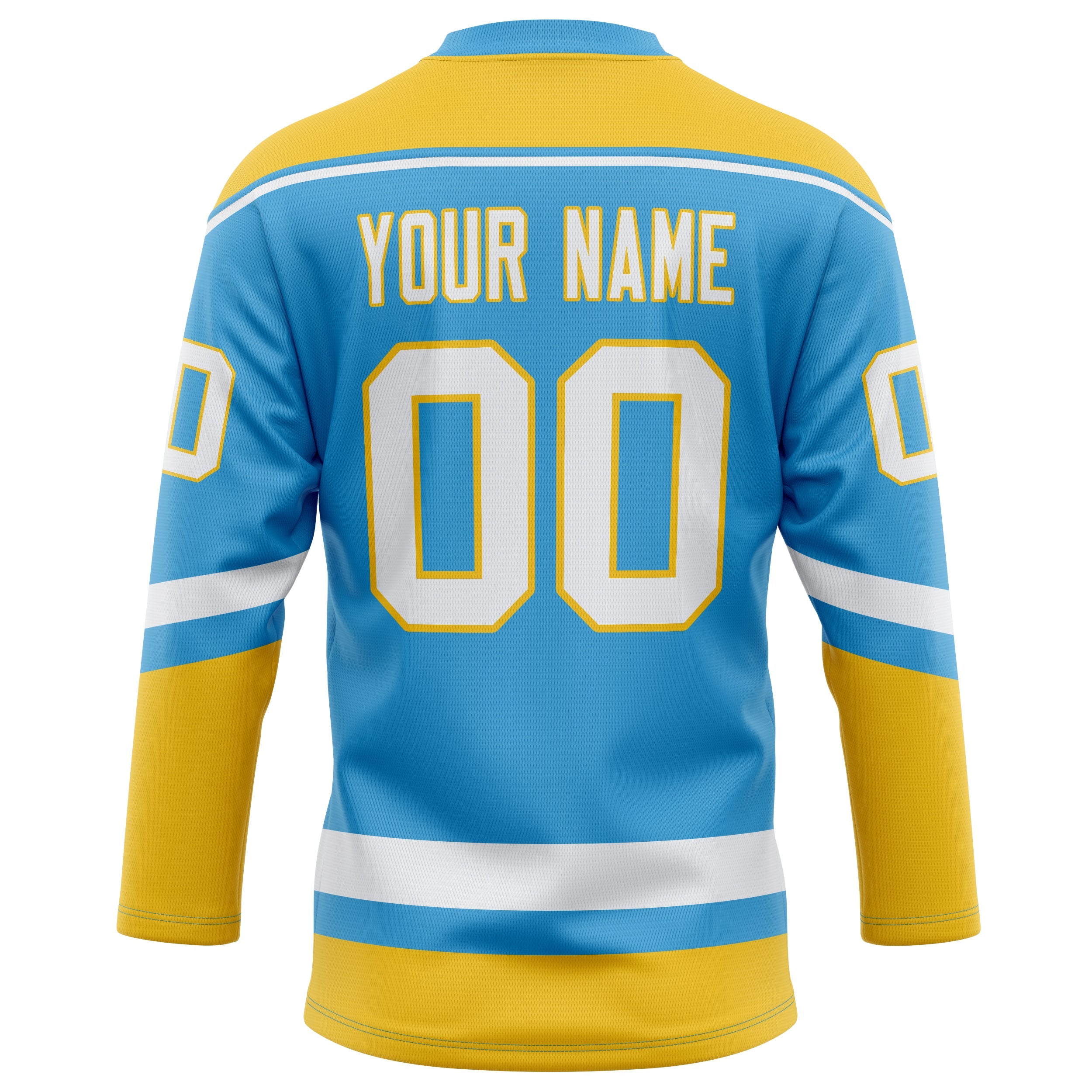 Custom Sky Blue Gold Solid Colour Hockey Jersey