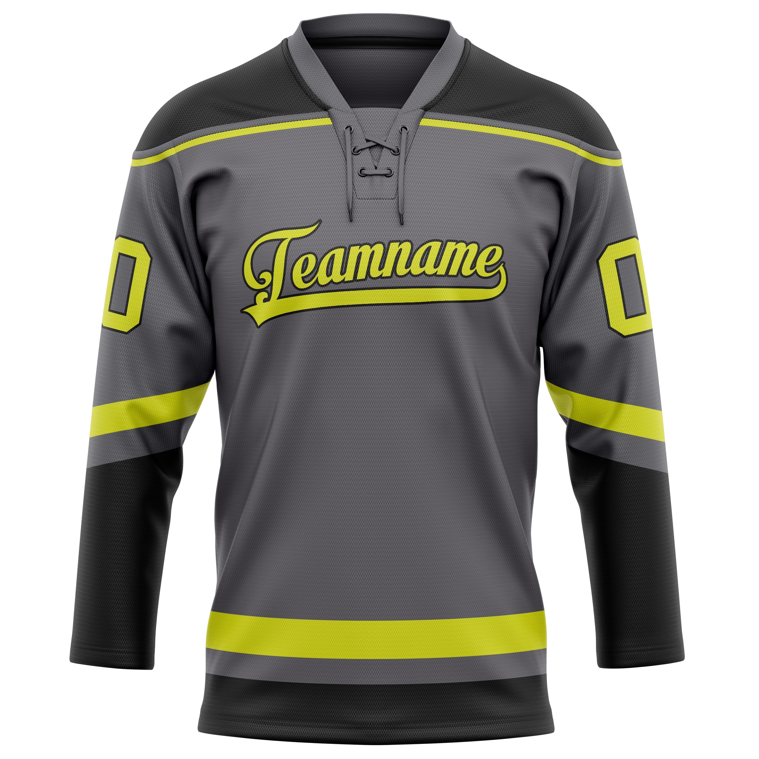 Custom Steel Gray Neon Yellow Solid Colour Hockey Jersey