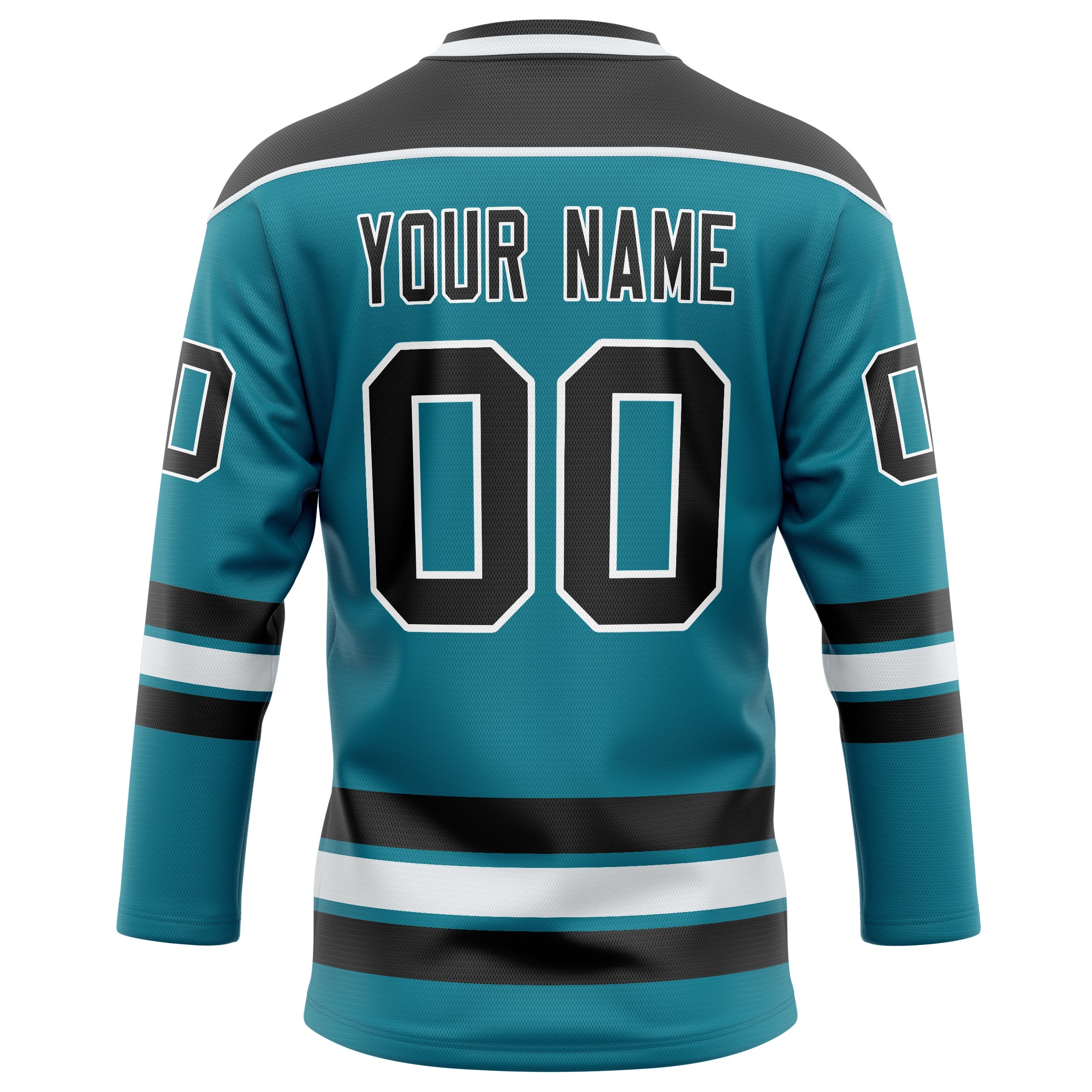 Custom Teal Black Solid Colour Hockey Jersey