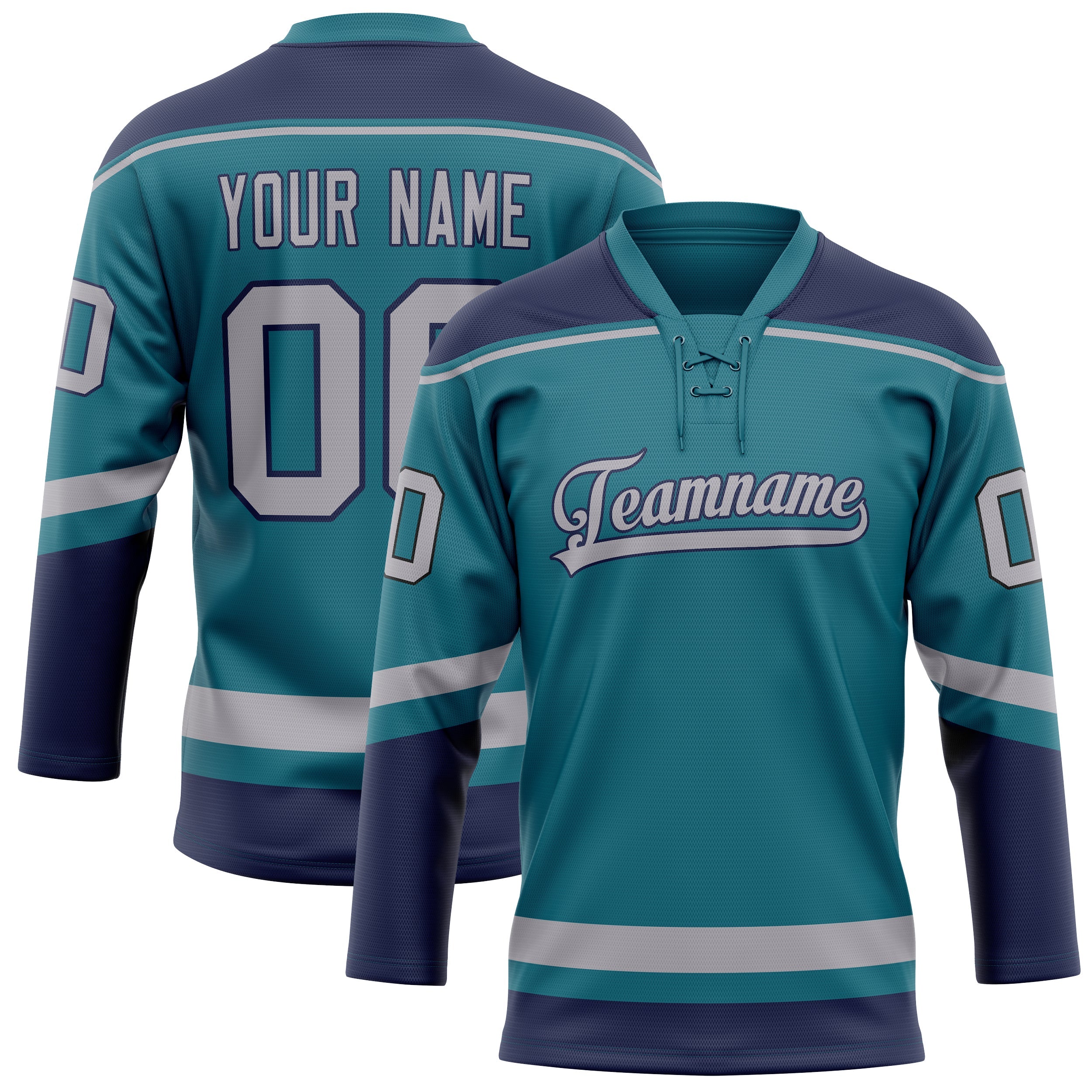 Custom Teal Navy Solid Colour Hockey Jersey