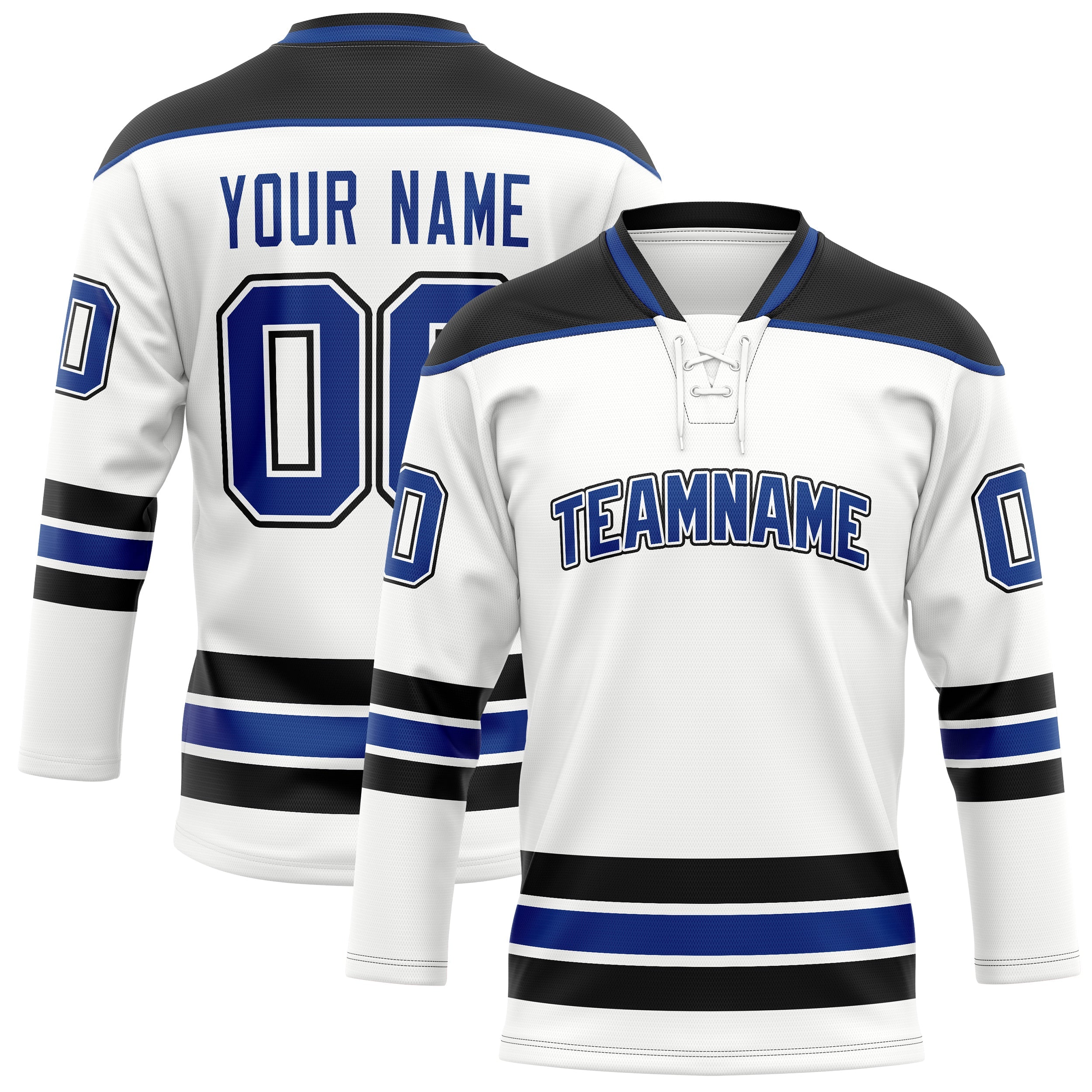 Custom White Black Solid Colour Hockey Jersey