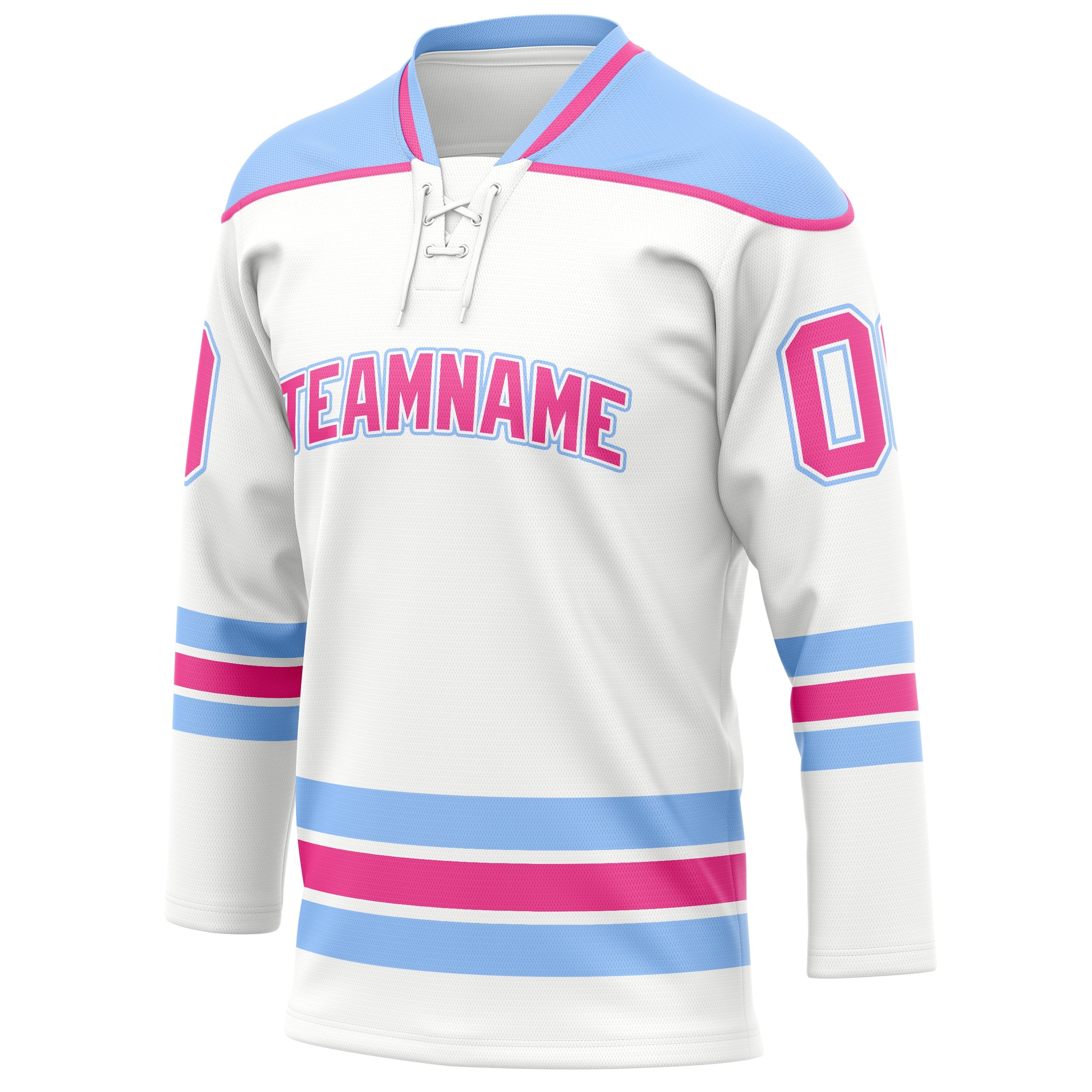 Custom White Light Blue Solid Colour Hockey Jersey