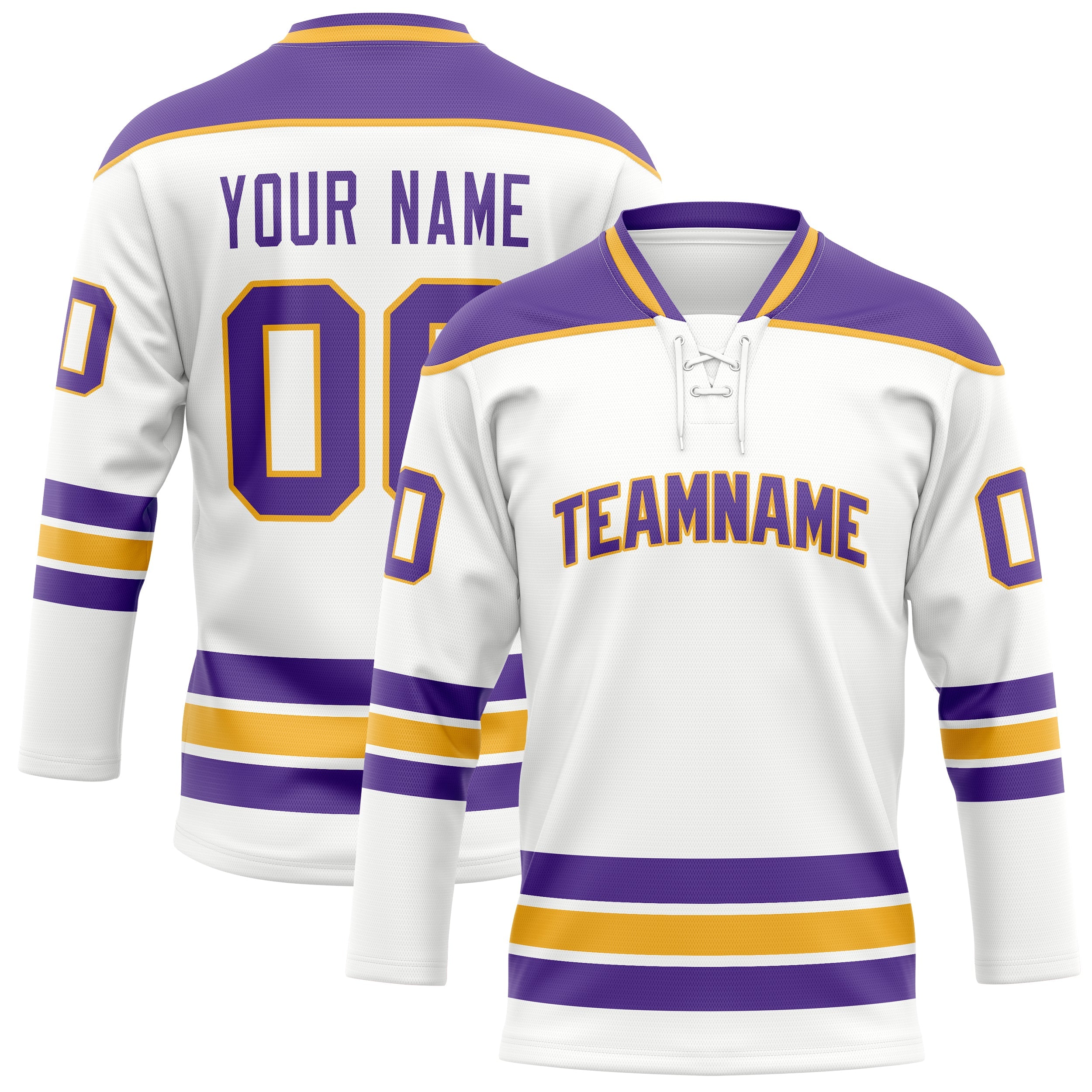 Custom White Purple Solid Colour Hockey Jersey