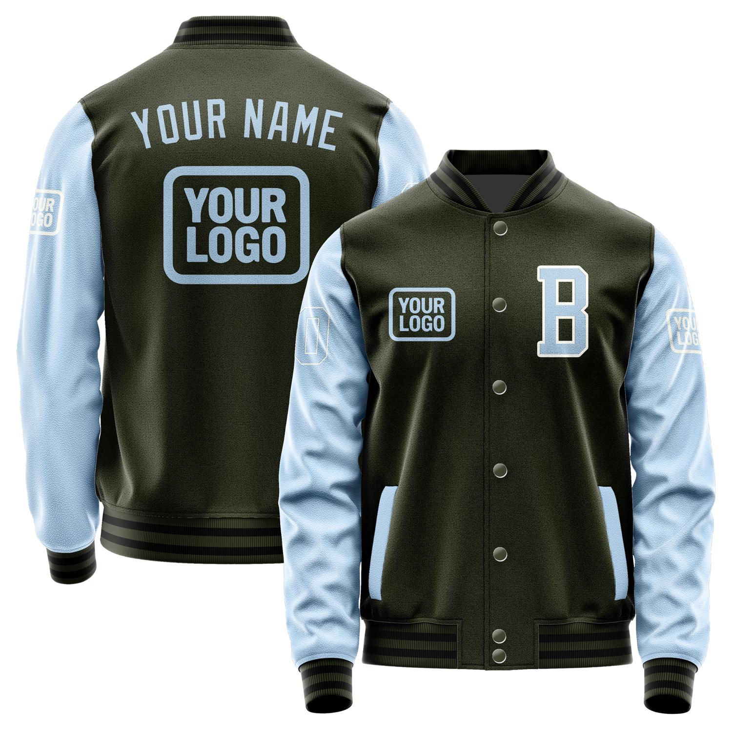 Custom Olive Light Blue Jacket JA020208021718080818