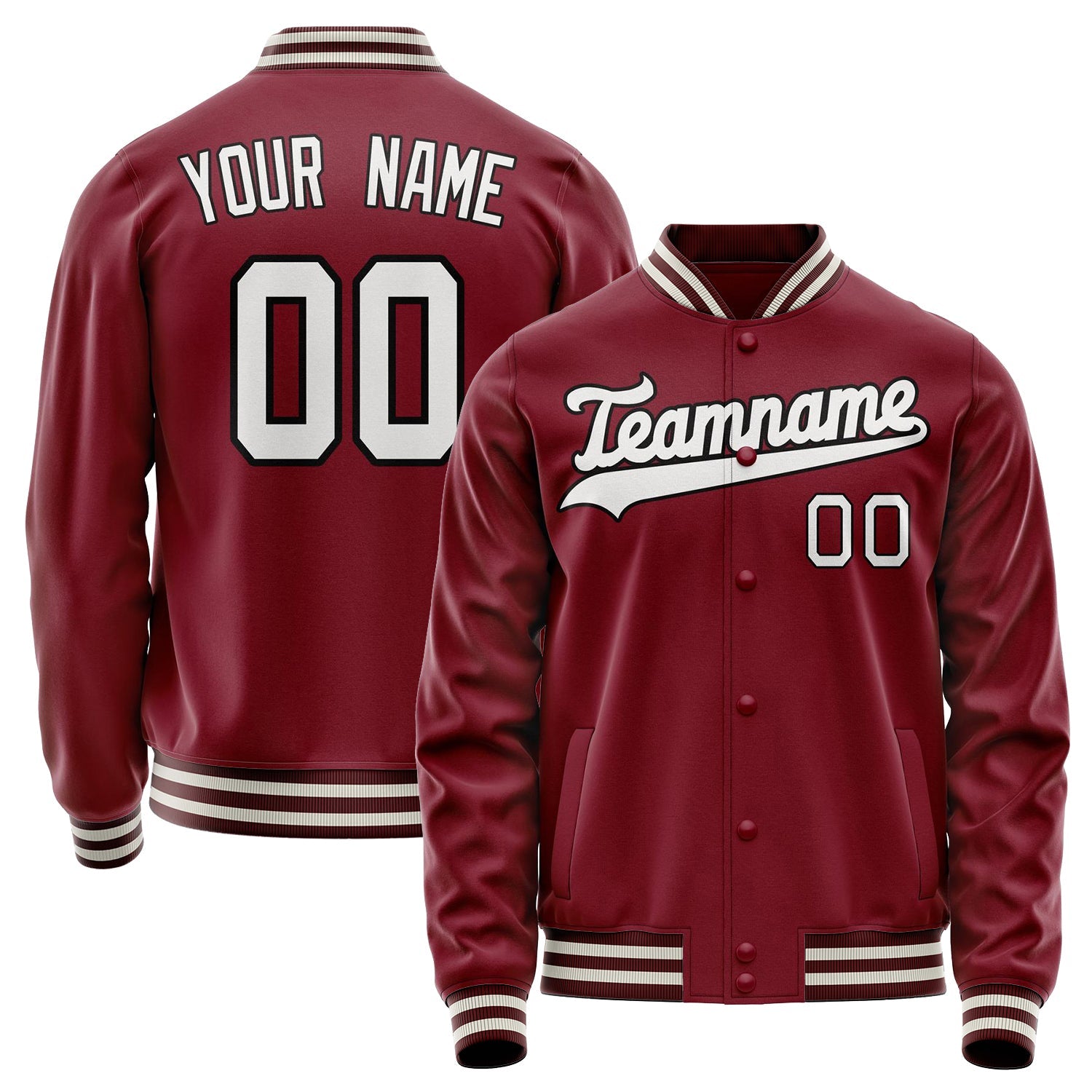 Custom Crimson White Solid Color Varsity Letterman Jacket JA02240617KZ509