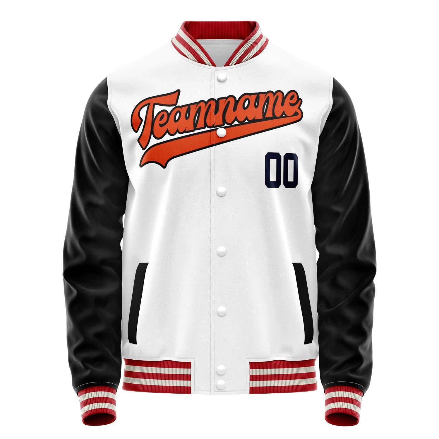 Custom White Black Solid Color Varsity Letterman Jacket JA02240617LH463