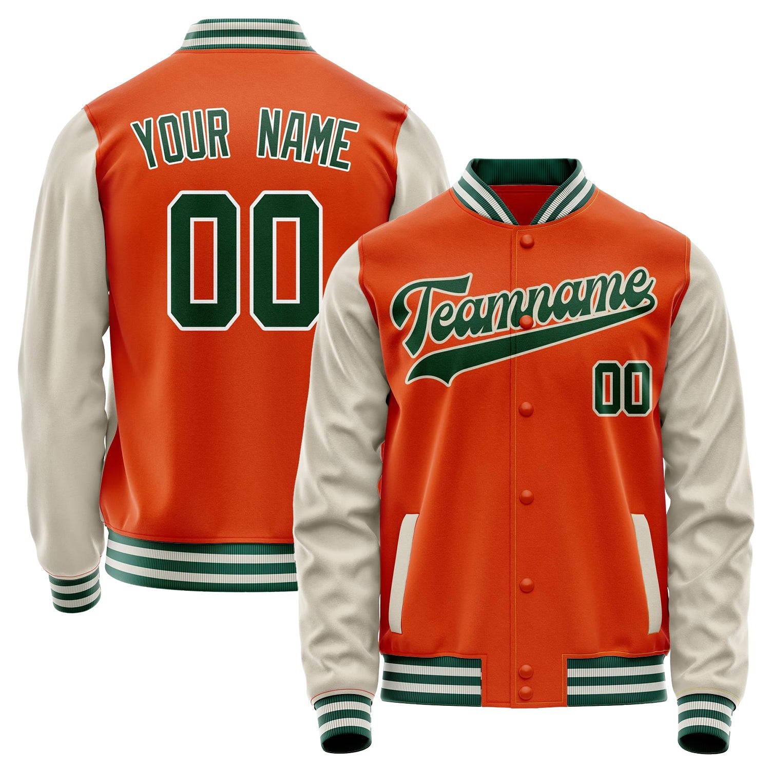Custom Orange Cream Solid Color Varsity Letterman Jacket JA02240617XE333