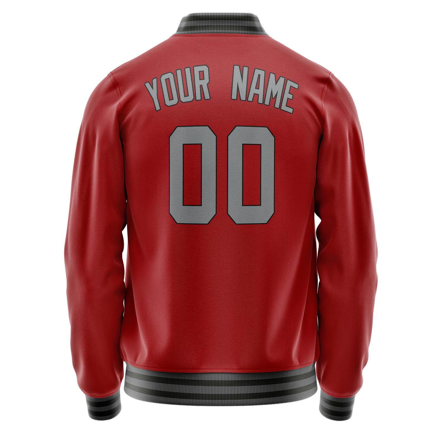 Custom Red Gray Solid Color Varsity Letterman Jacket JA02240617XY407