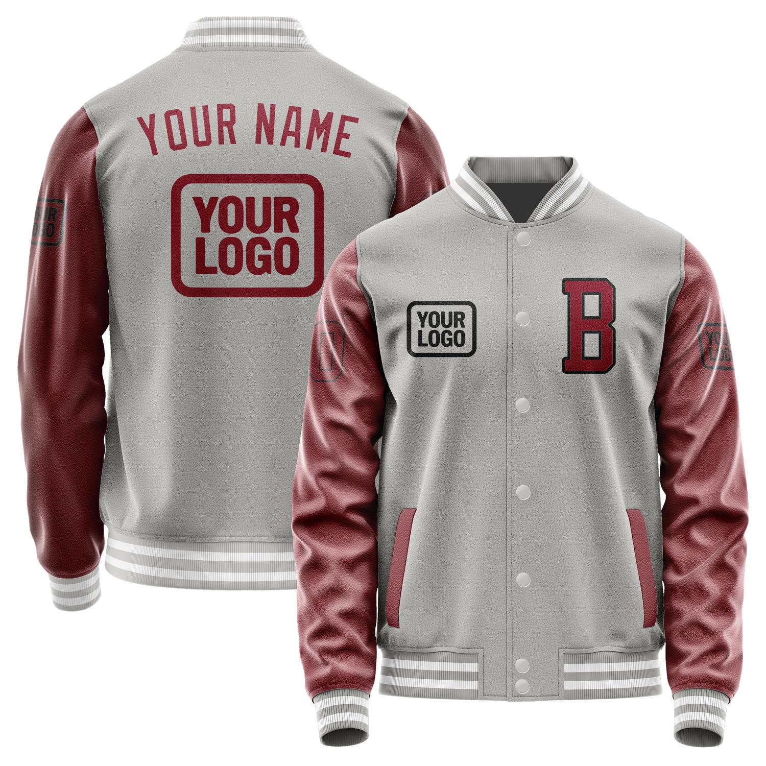 Custom Gray Crimson Red Jacket JA040415041817151517