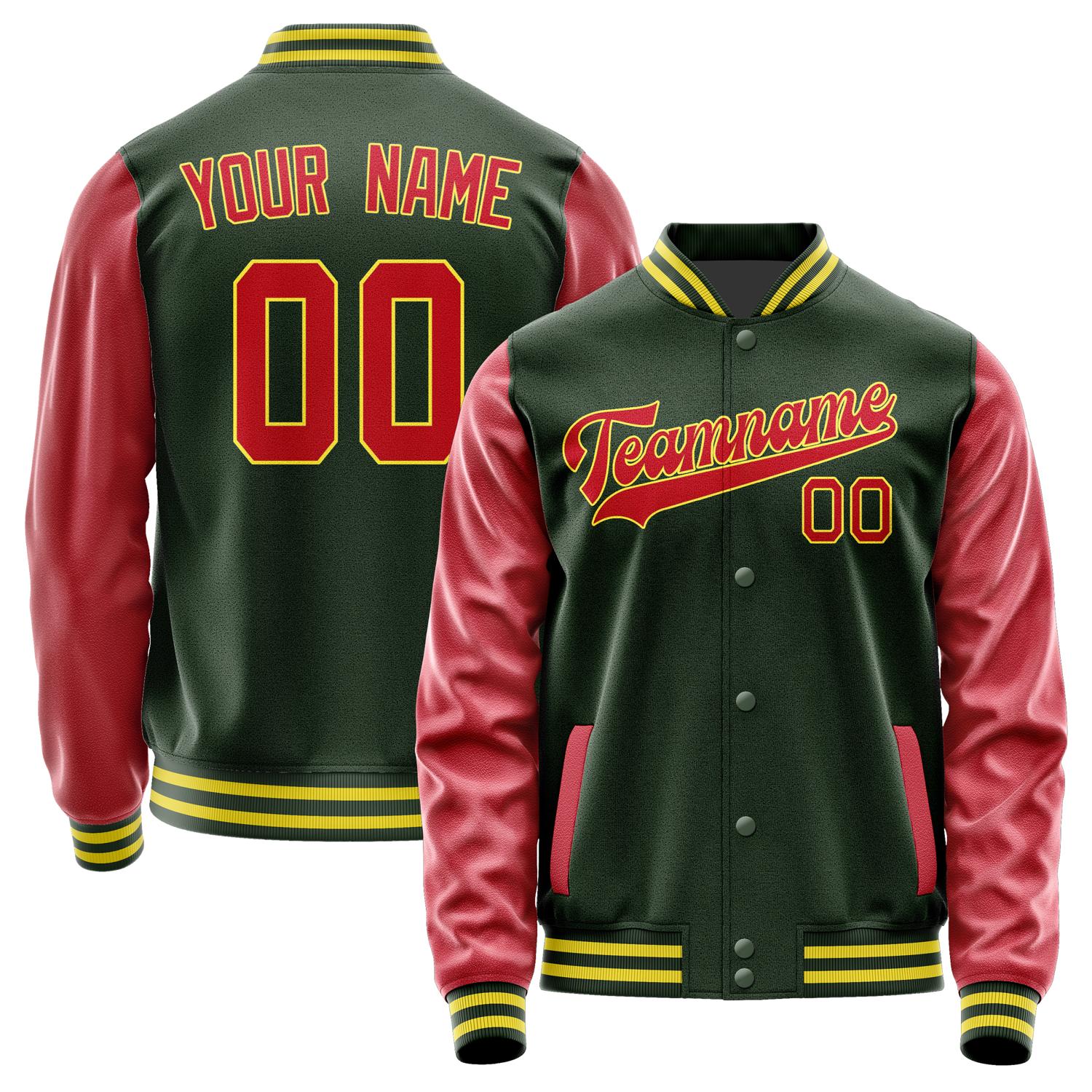 Custom Dark Green Red Jacket JA0606140626B32614