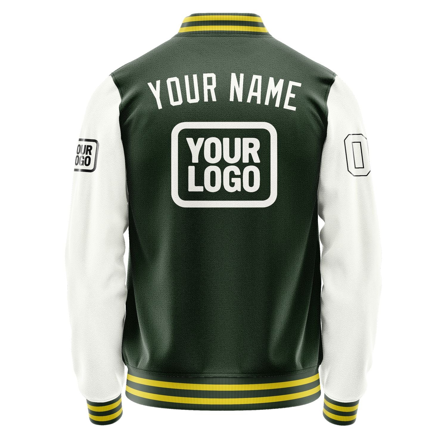 Custom Dark Green White Jacket JA060618062617181817