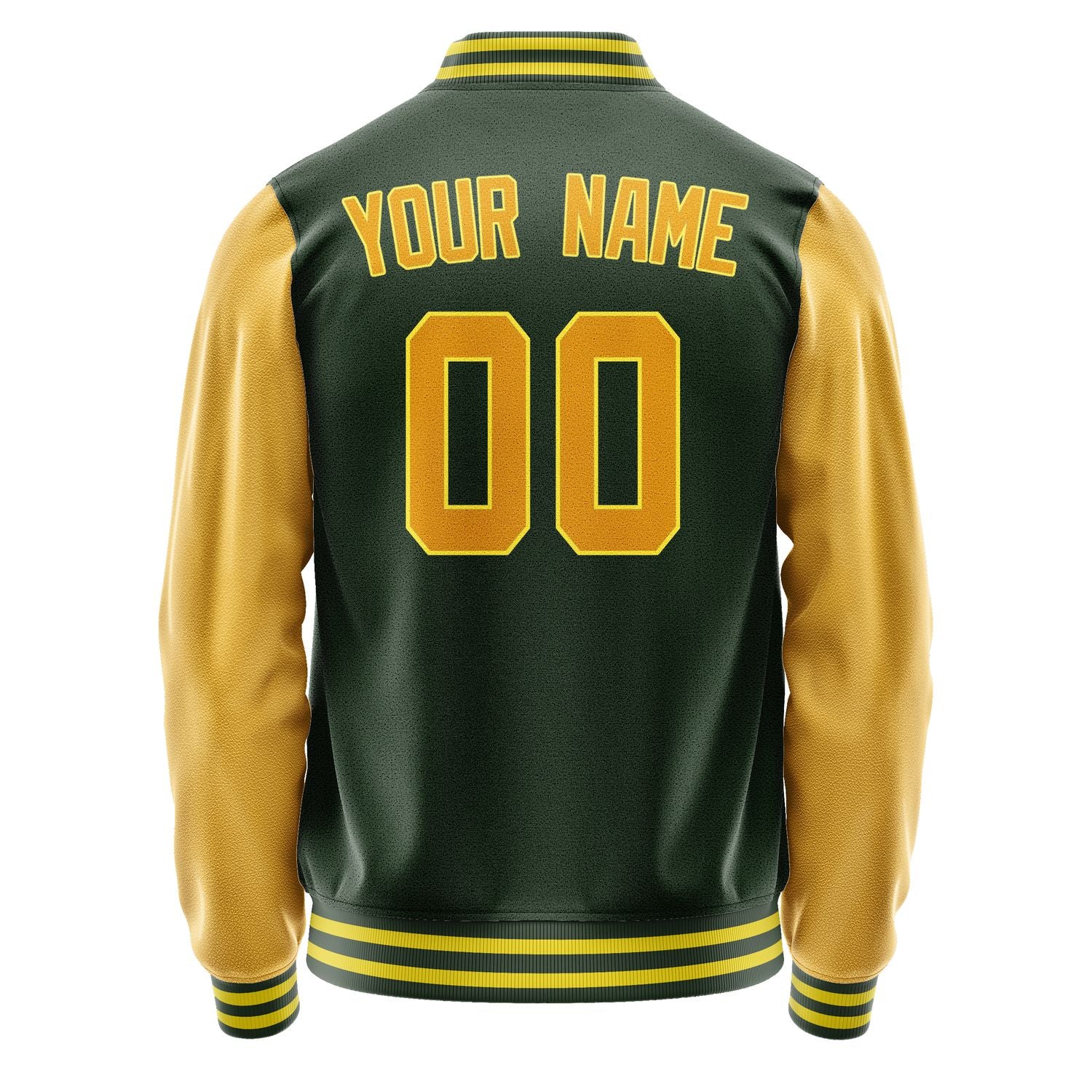Custom Dark Green Yellow Jacket JA0606190626B32619