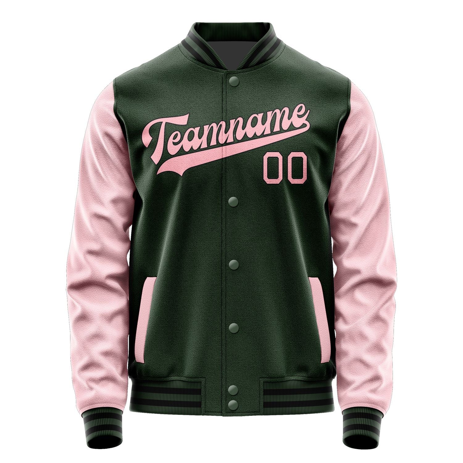 Custom Dark Green Light Pink Jacket JA0606210617B31721