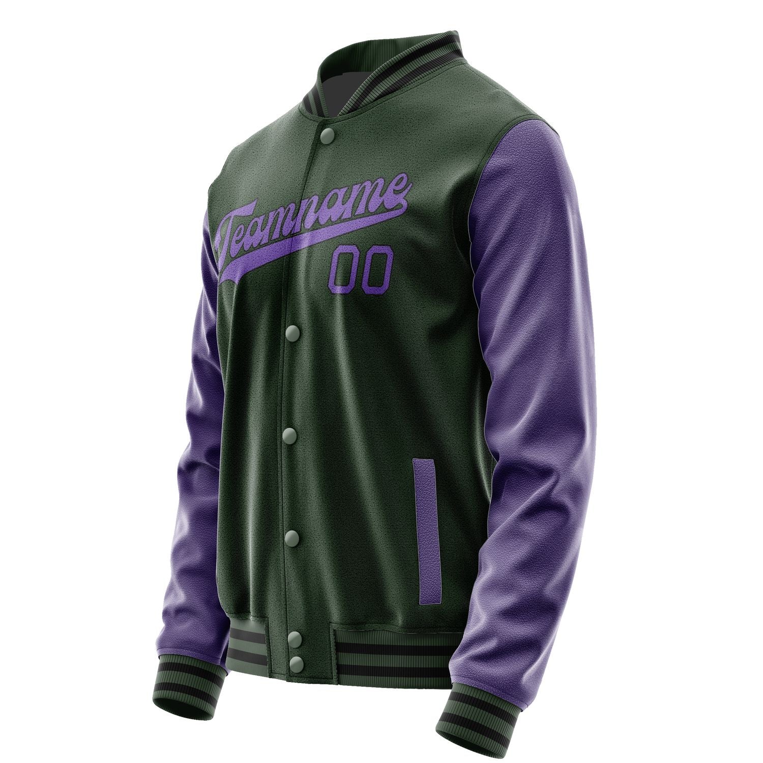 Custom Dark Green Light Purple Jacket JA0606230617B31723