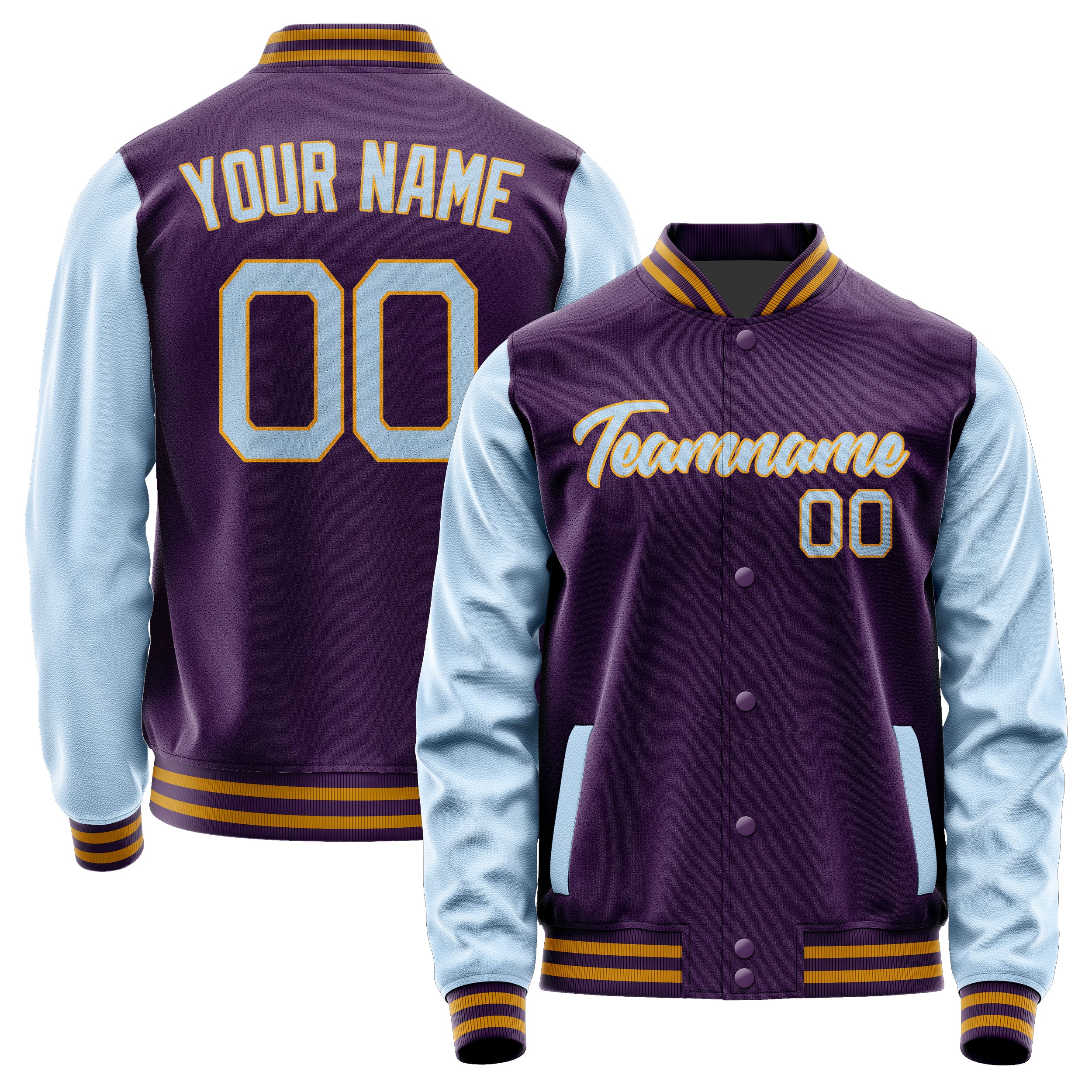 Custom Purple Light Blue Jacket JA0707080719B21908