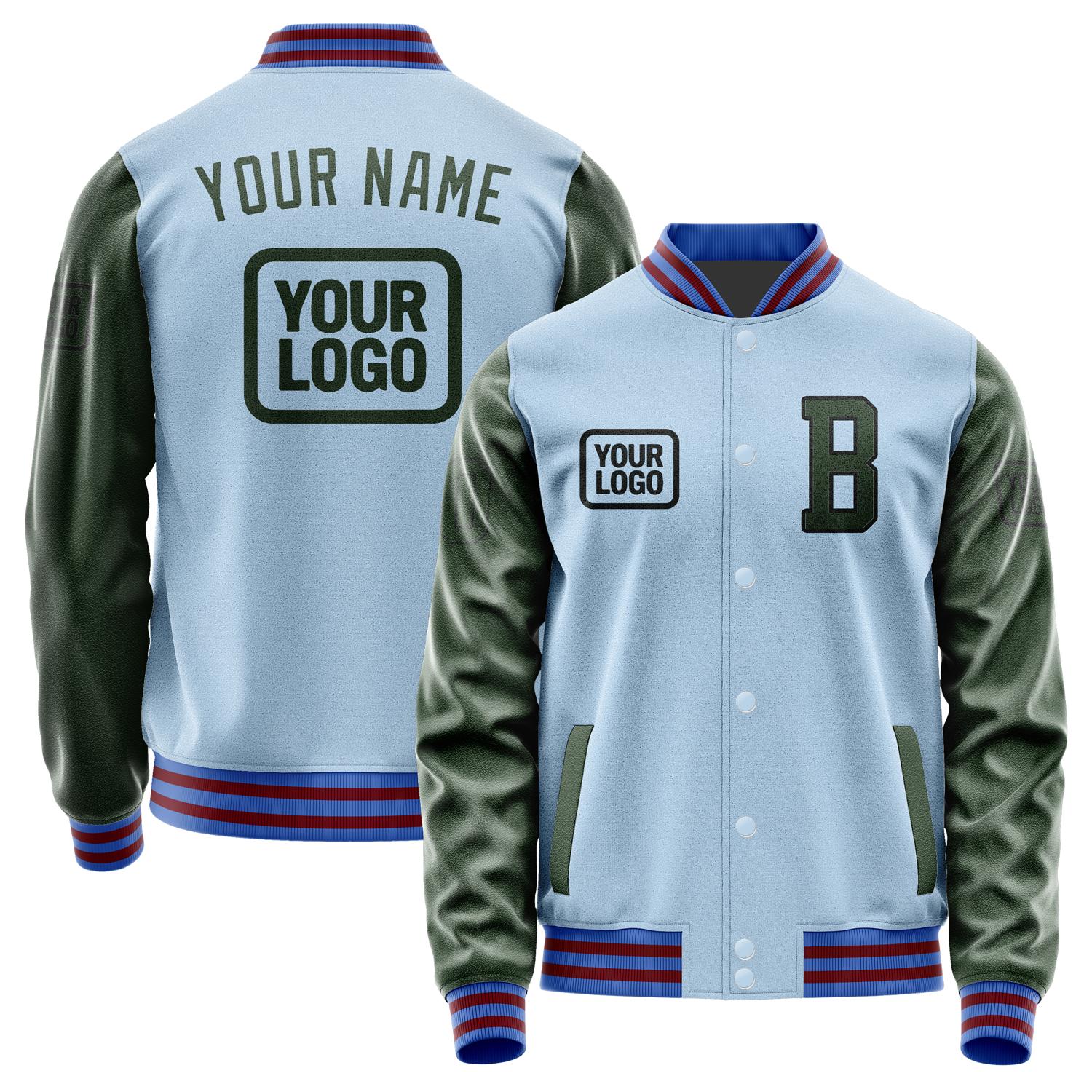 Custom Light Blue Dark Green Jacket JA080806091517060617