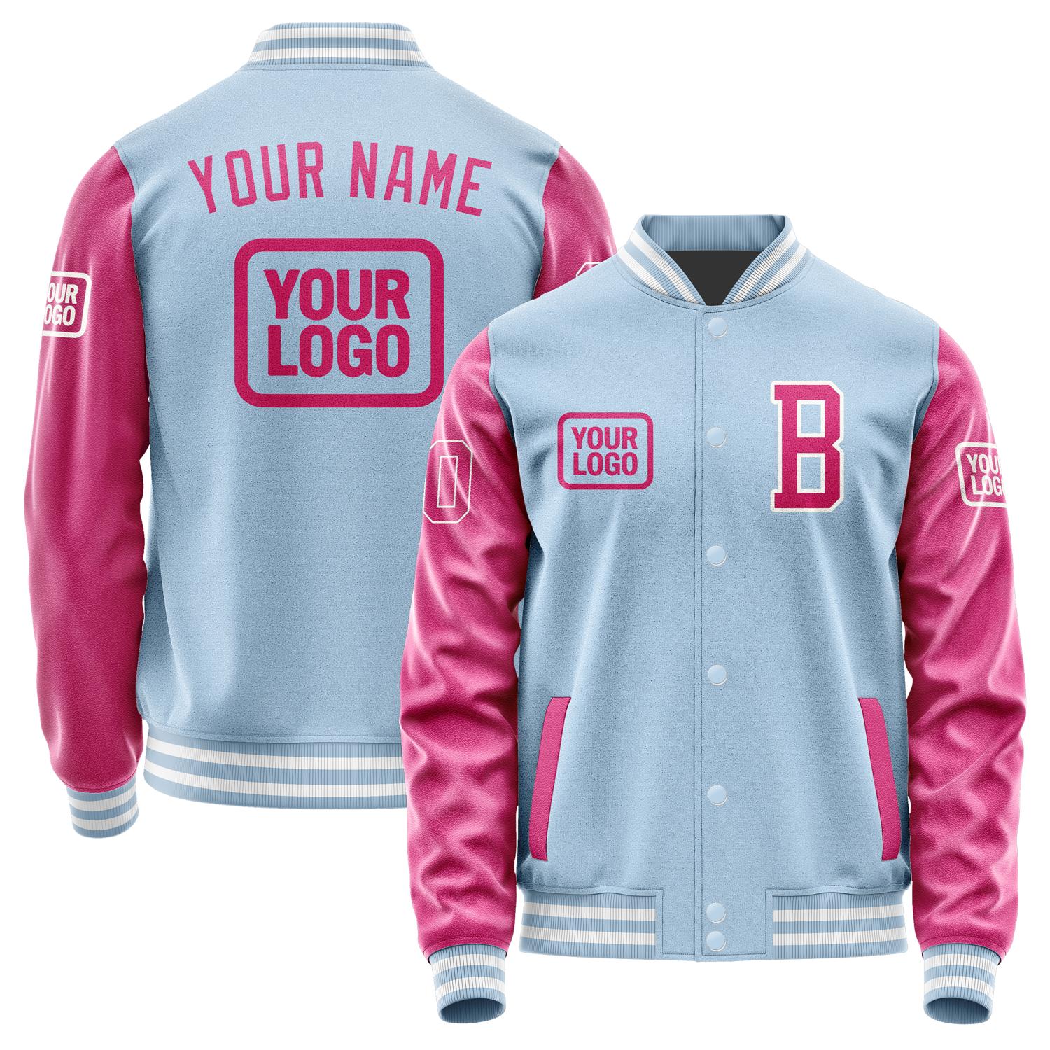 Custom Light Blue Pink Jacket JA080813081818131318