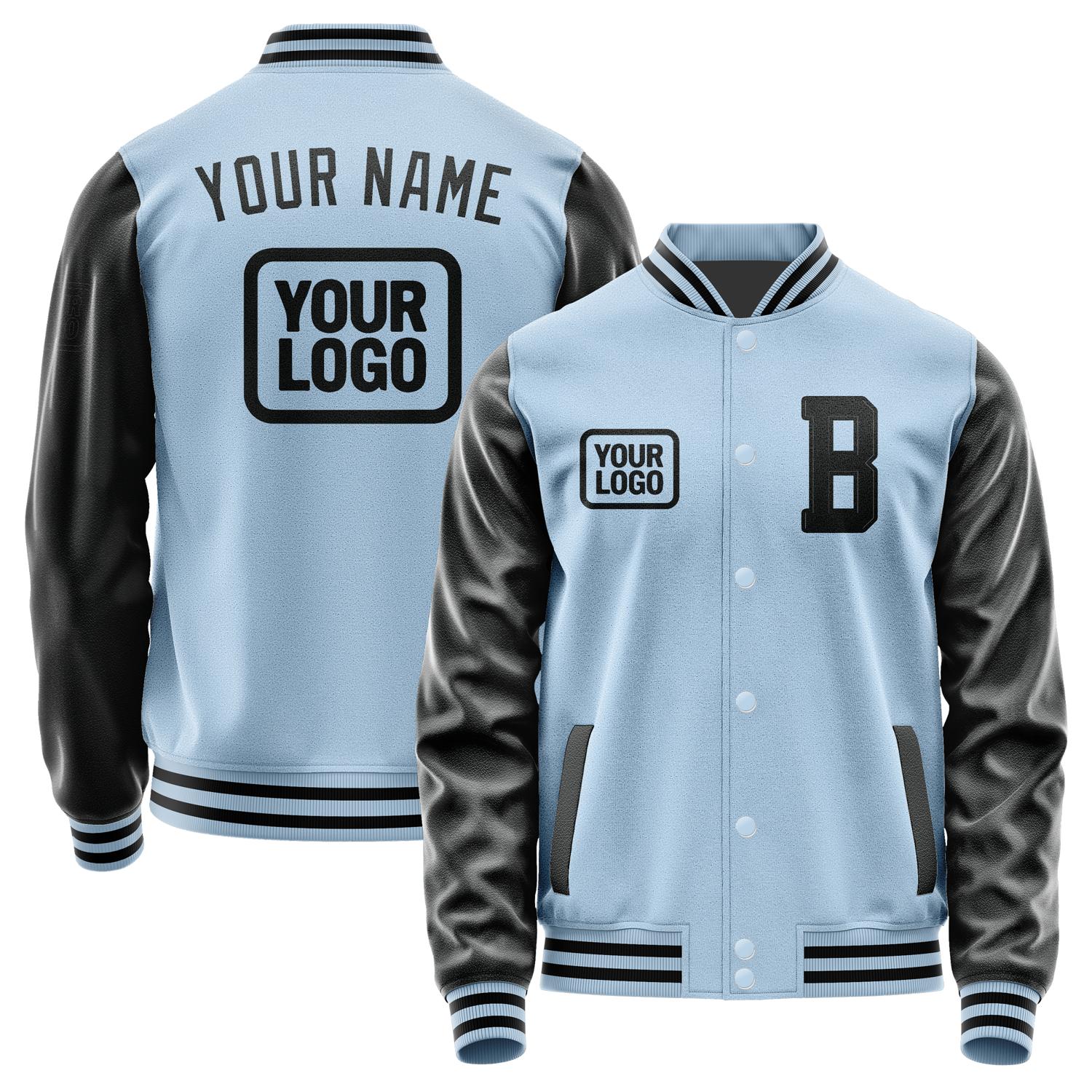 Custom Light Blue Black Jacket JA080817081717171717
