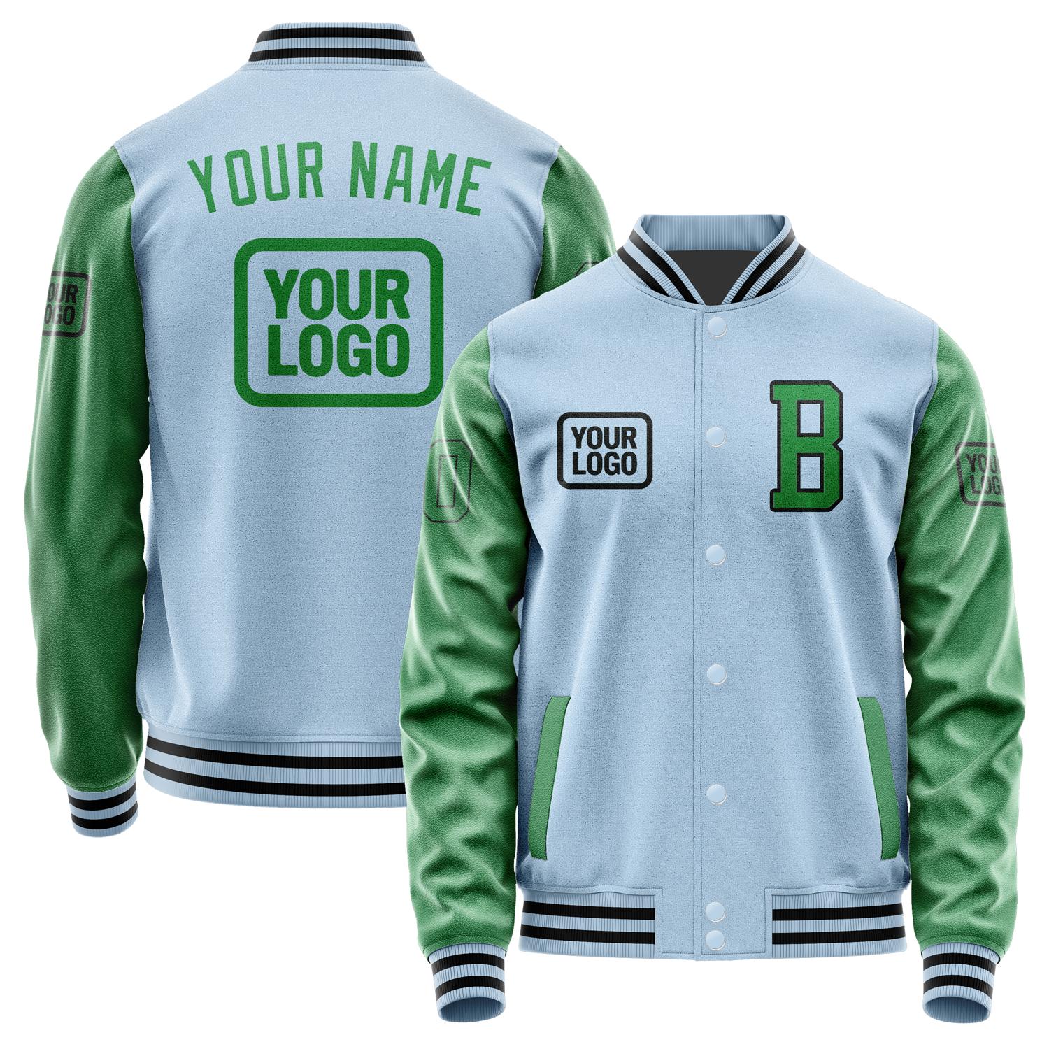 Custom Light Blue Emerald Green Jacket JA080824081717242417
