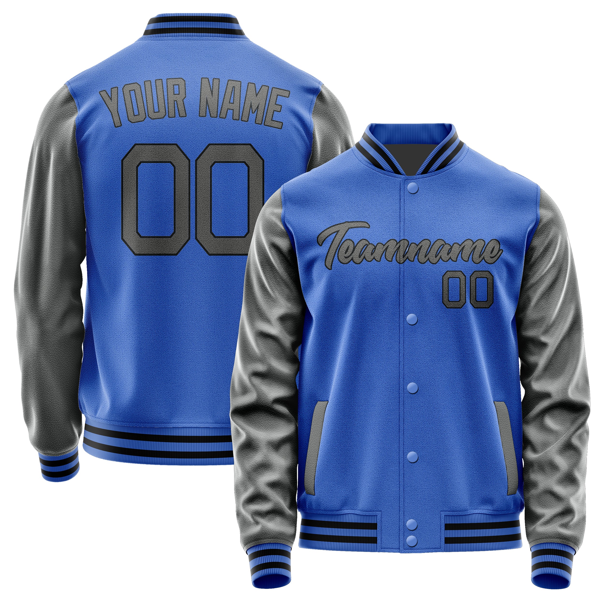 Custom Sky Blue Dark Grey Jacket JA0909200917B21720