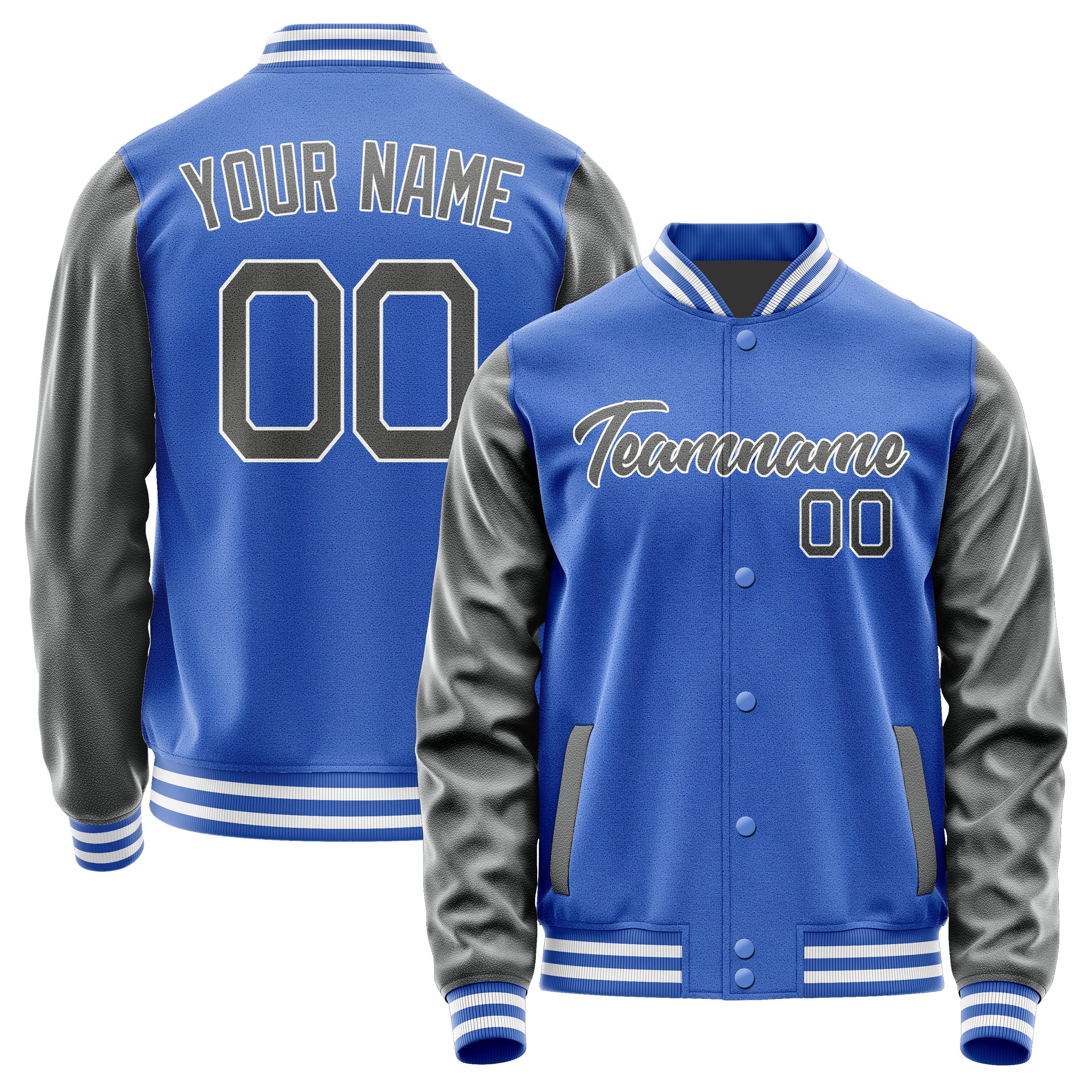 Custom Sky Blue Dark Grey Jacket JA0909200918B21820