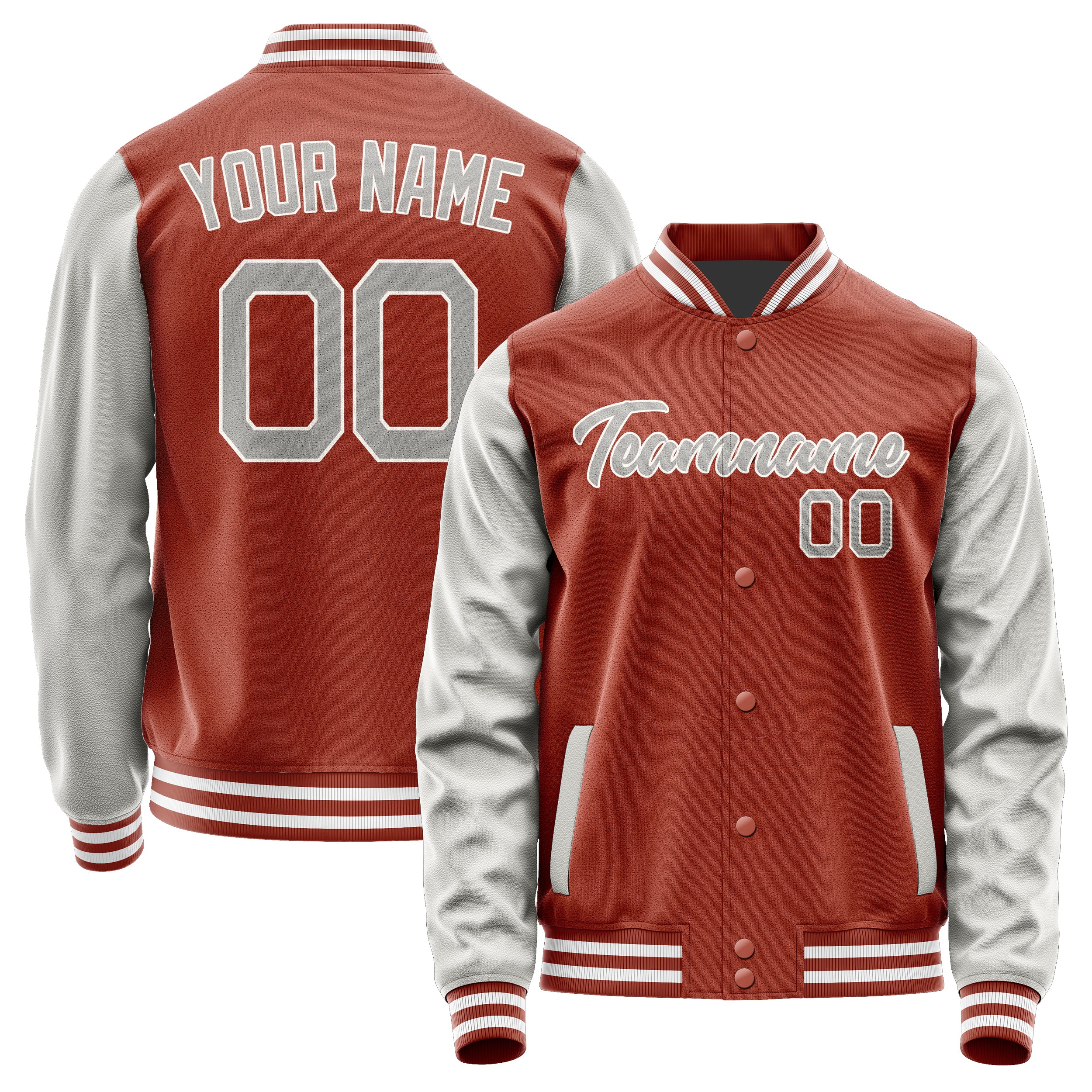 Custom Coral Red Gray Jacket JA1616041618B21804