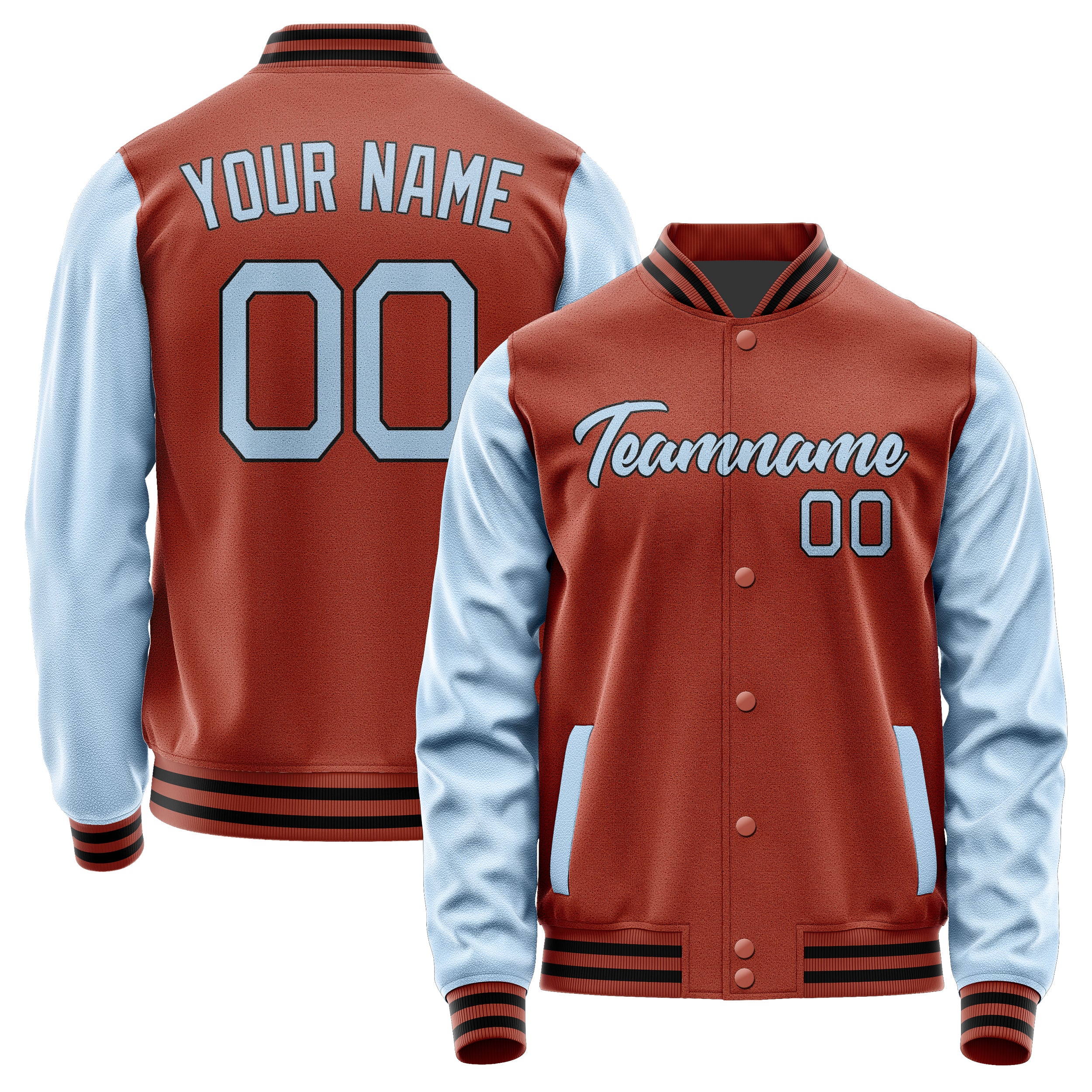 Custom Coral Red Light Blue Jacket JA1616081617B21708