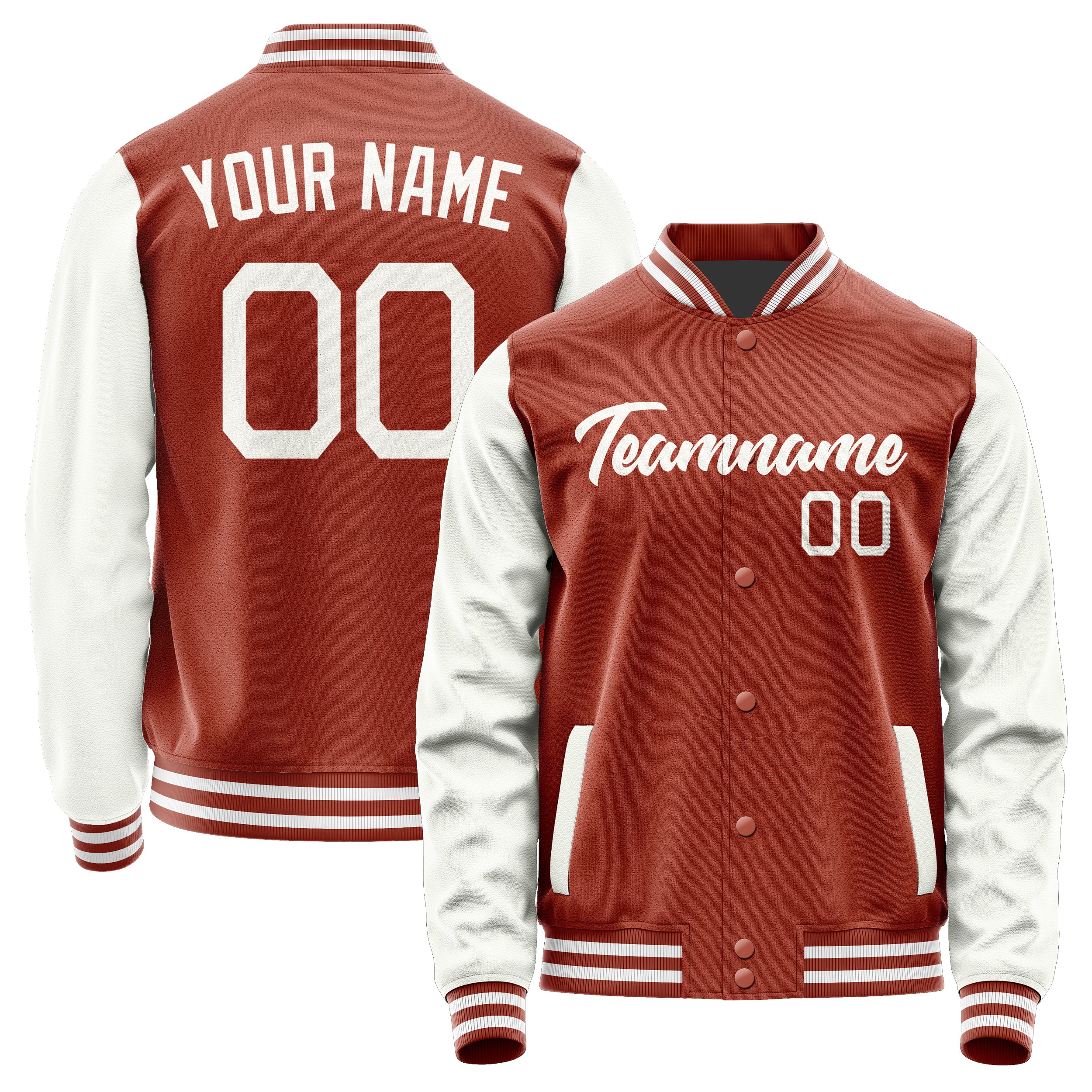 Custom Coral Red White Jacket JA1616181618B21818