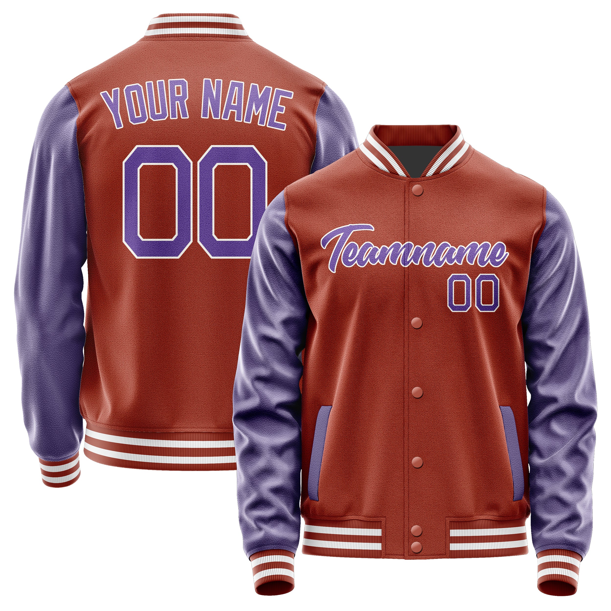 Custom Coral Red Light Purple Jacket JA1616231618B21823