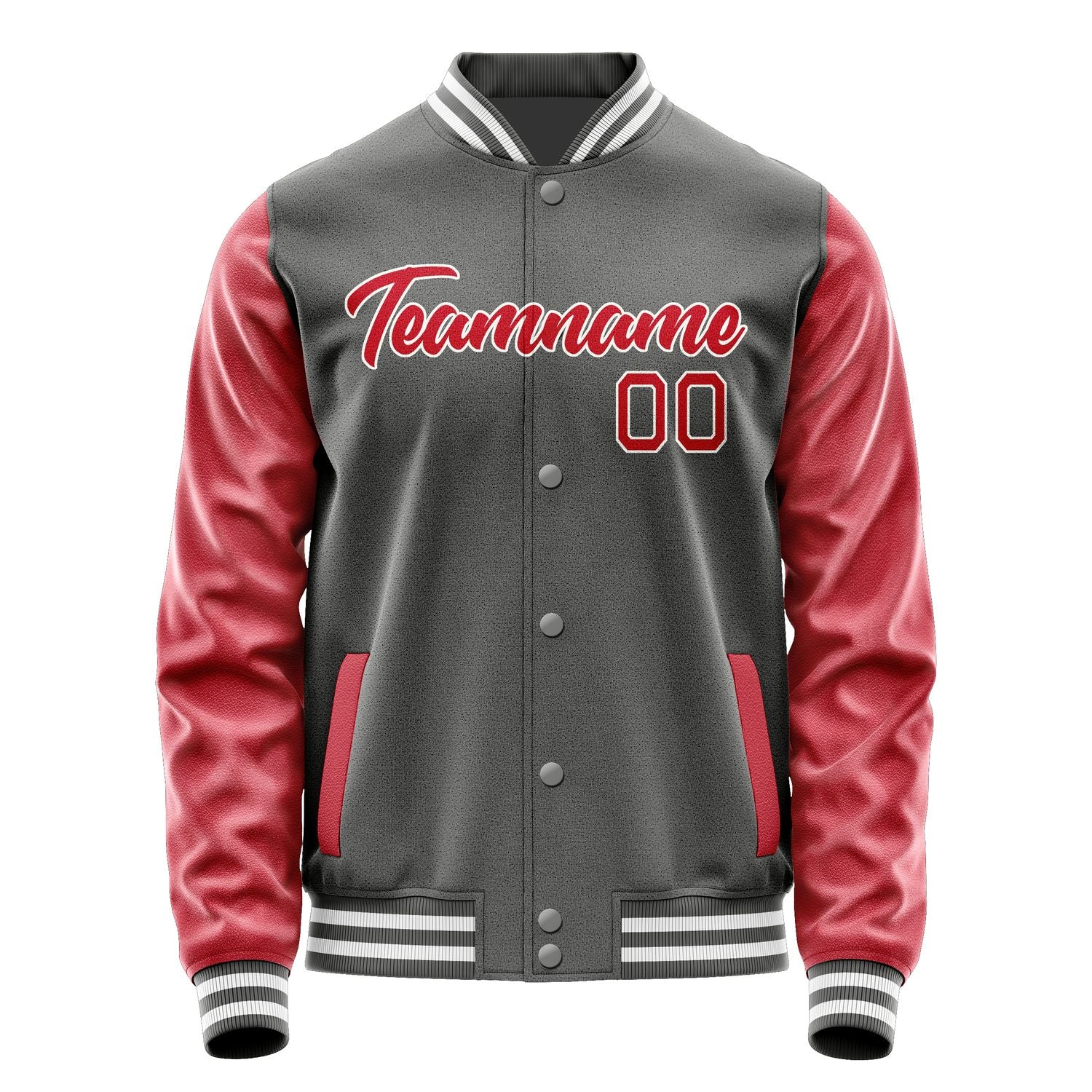 Custom Dark Grey Red Jacket JA2020142018B21814