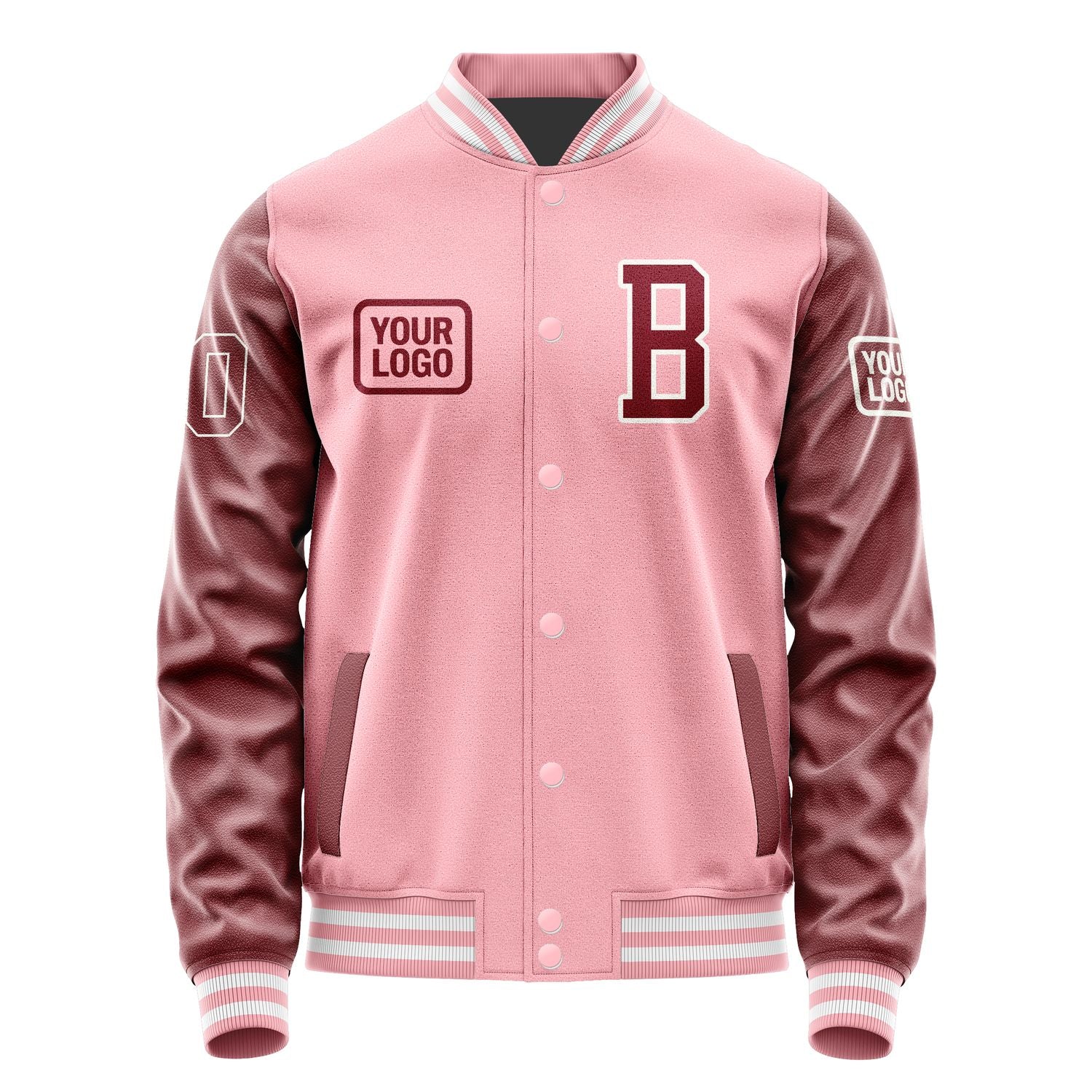 Custom Light Pink Crimson Red Jacket JA212115211818151518