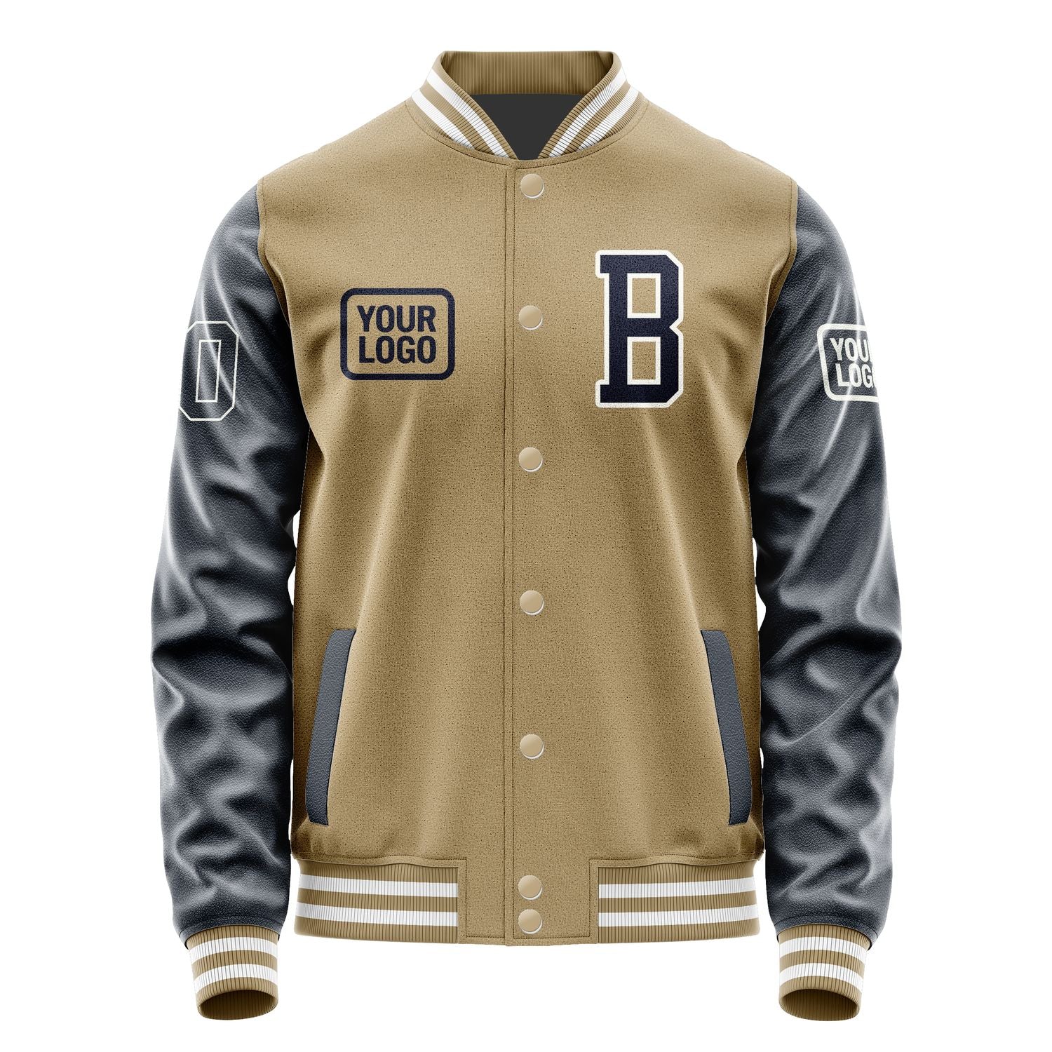 Custom Light Khaki Navy Jacket JA252511251818111118