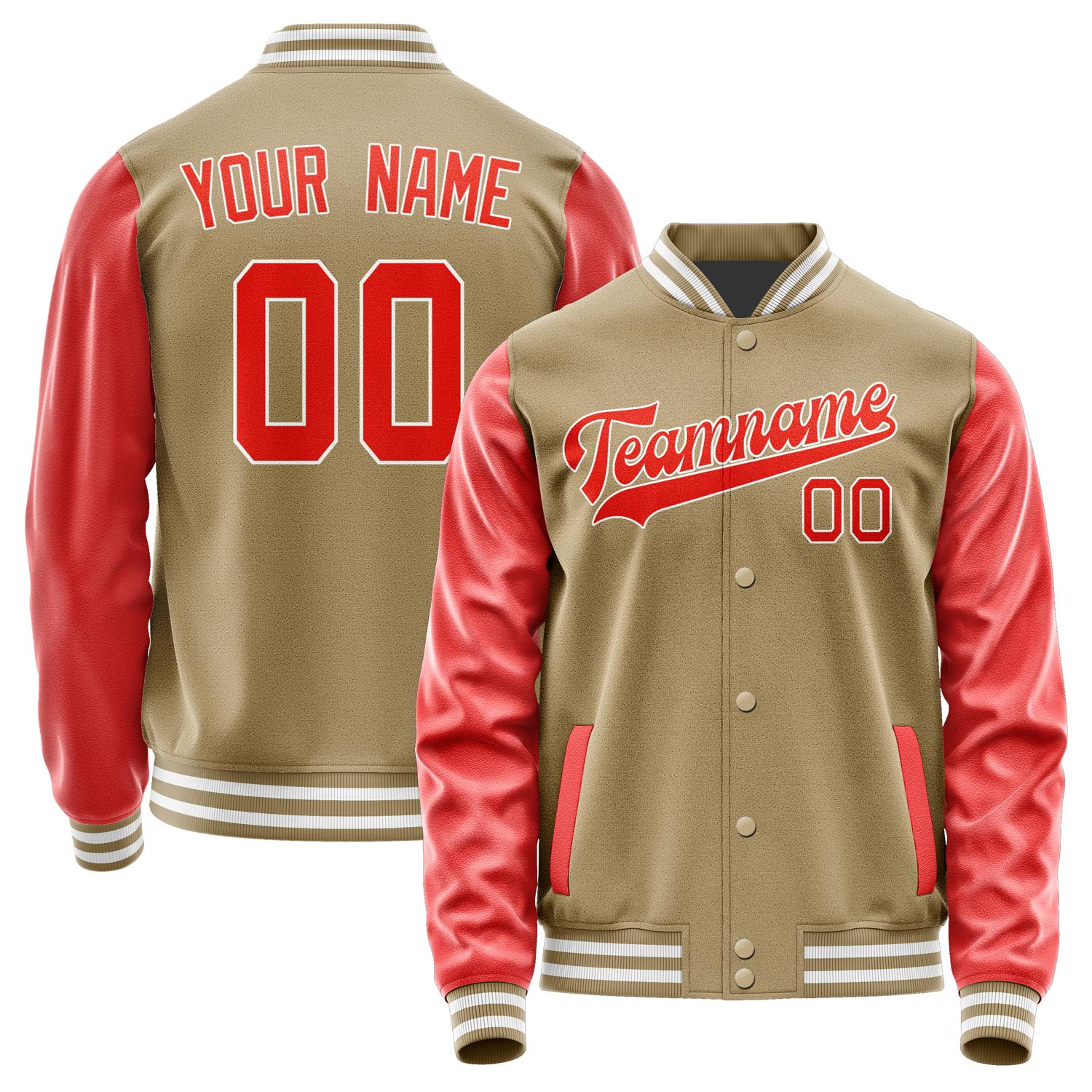 Custom Light Khaki Orange Red Jacket JA2525122518B31812