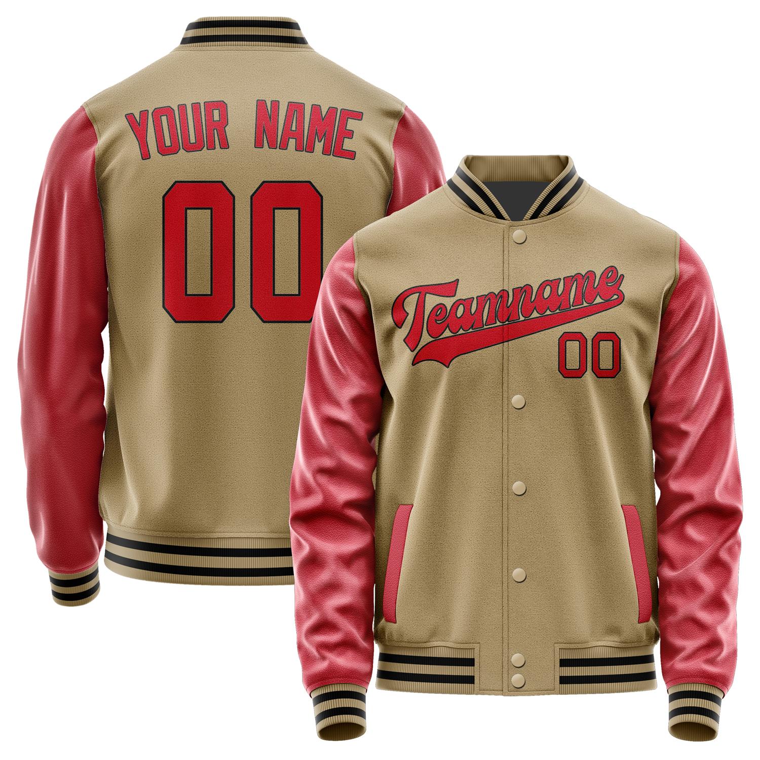 Custom Light Khaki Red Jacket JA2525142517B31714