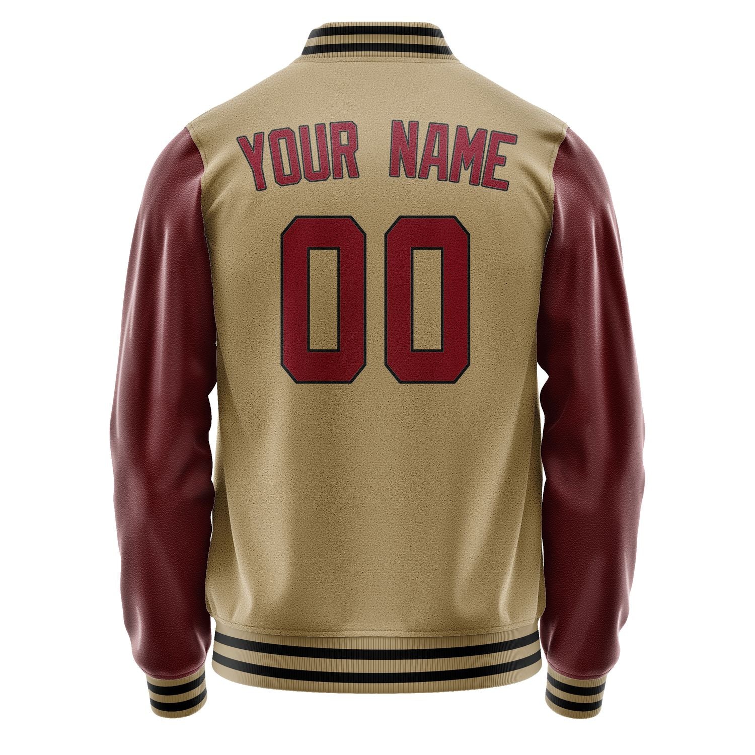 Custom Light Khaki Crimson Red Jacket JA2525152517B31715